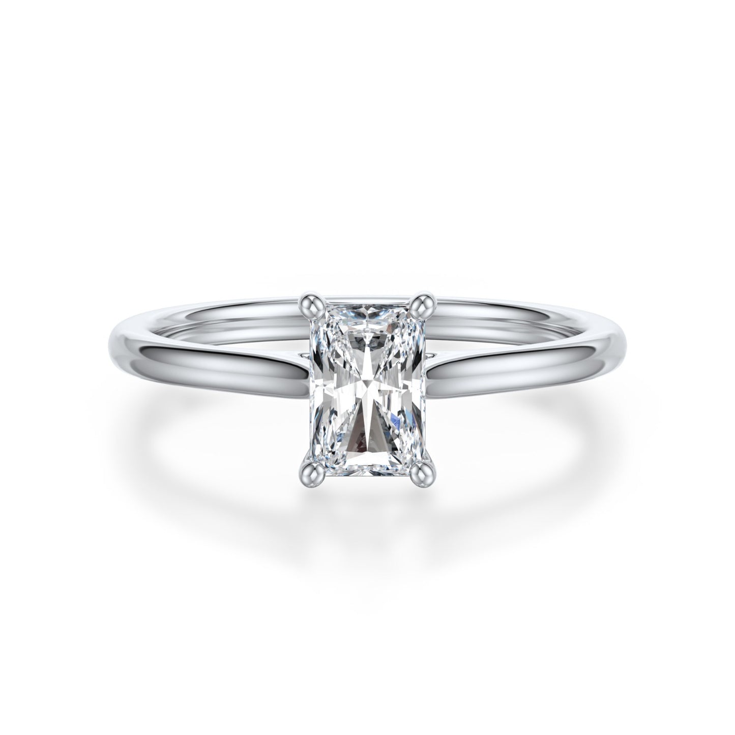 Radiant Solitaire Diamond ring in White Gold