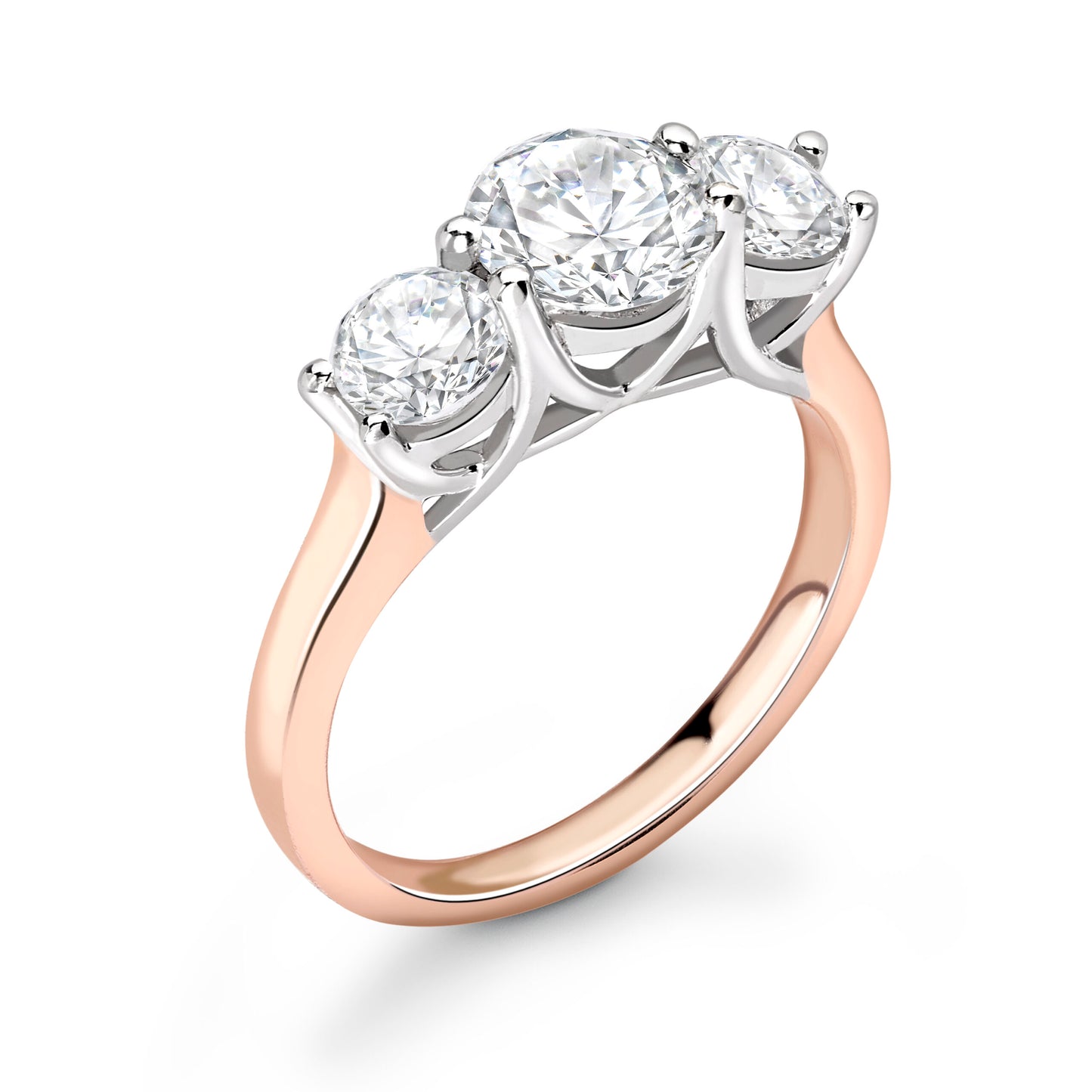 Round Trilogy Diamond ring in Rose Gold
