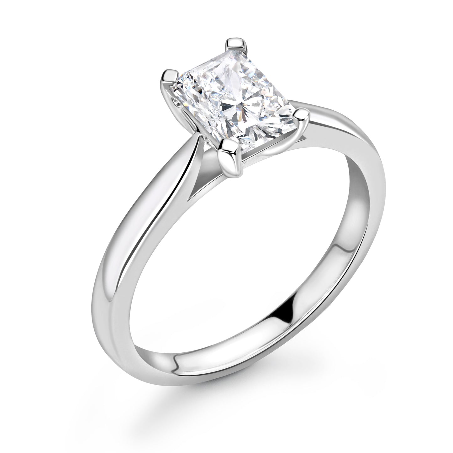 Emerald Solitaire Diamond ring in White Gold