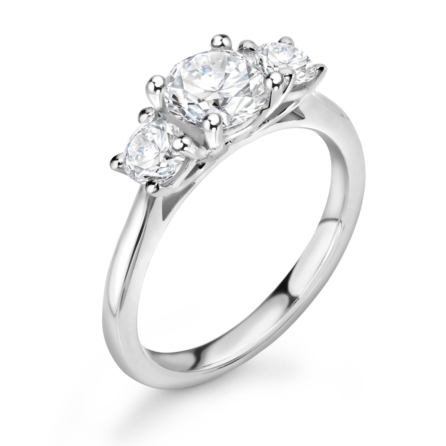 Round Trilogy Diamond ring in White Gold