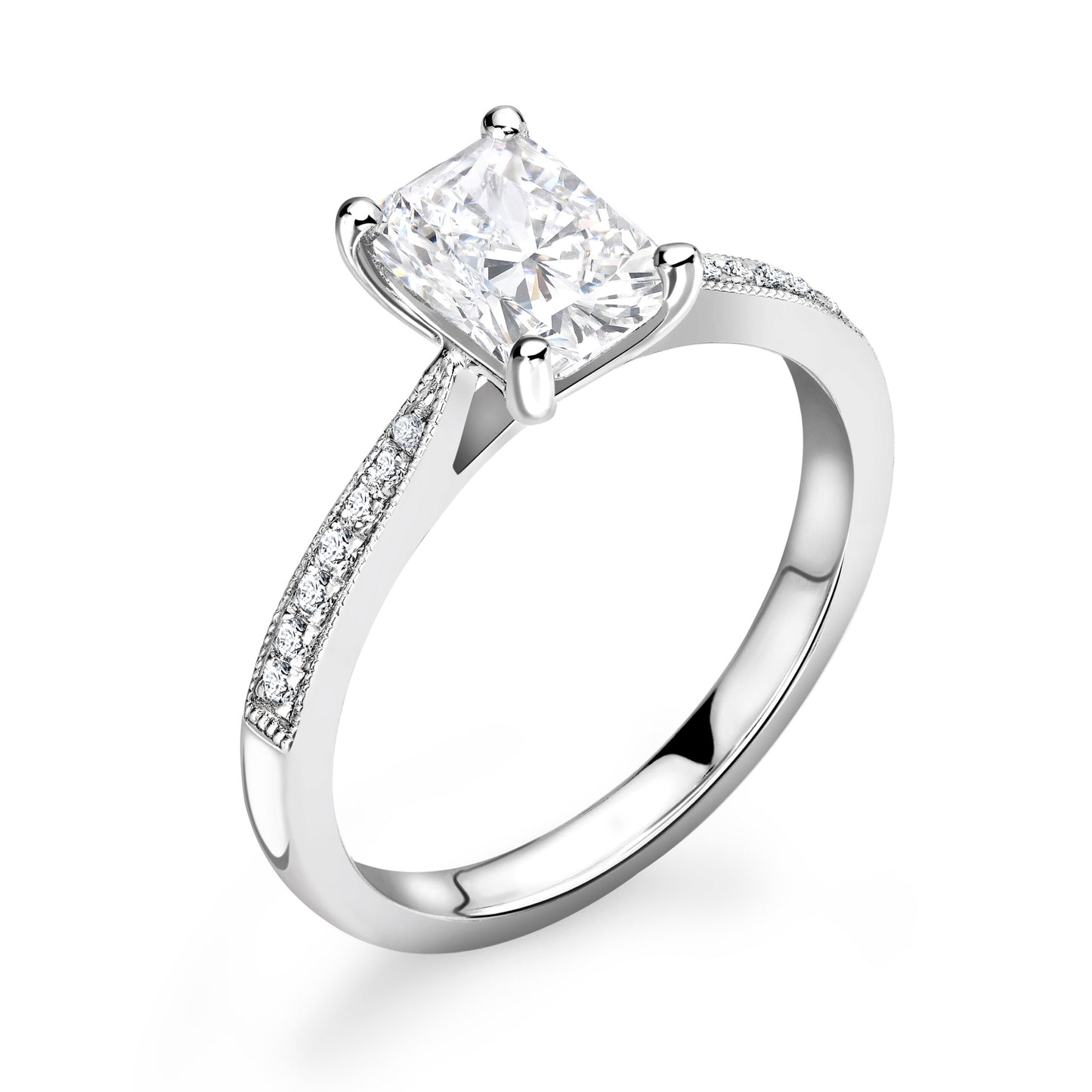 Emerald Pave Diamond ring in White Gold