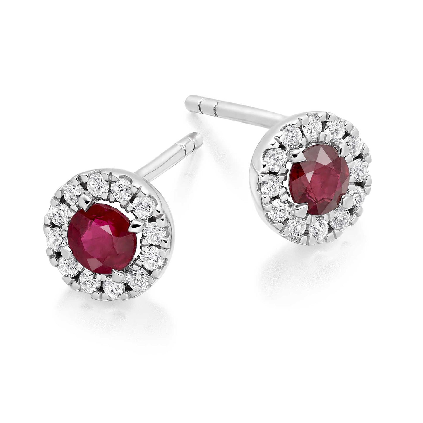 Round Ruby and Diamond Earrings