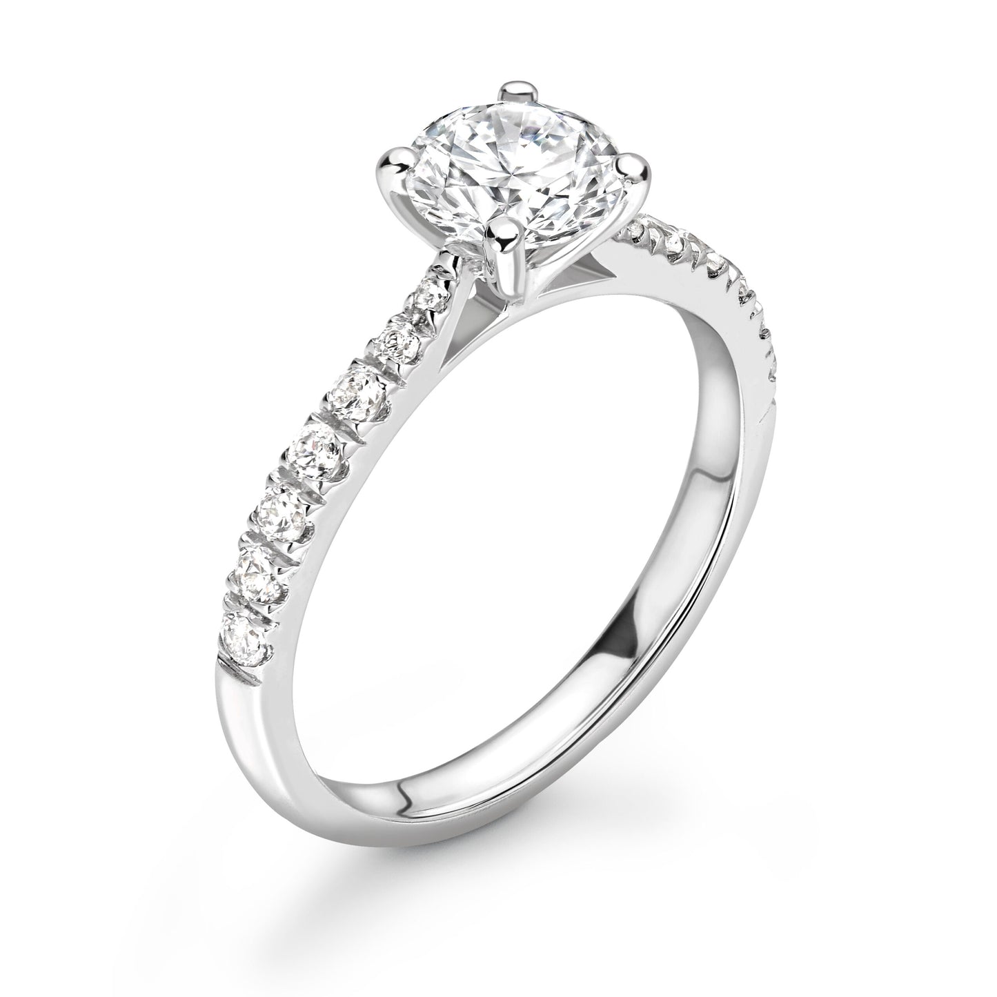 Round Pave Diamond ring in White Gold
