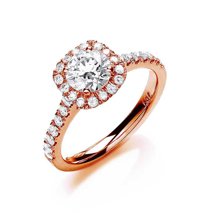 Rose Gold Diamond Halo Engagement Ring