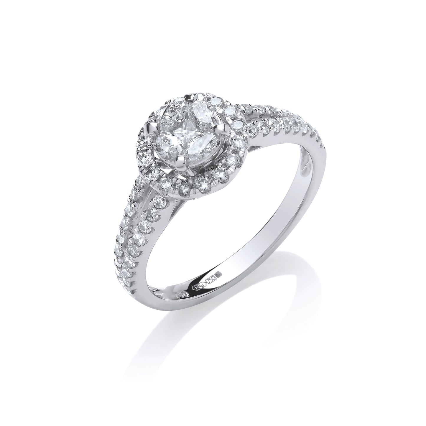 Halo Style Split Shank Diamond Ring