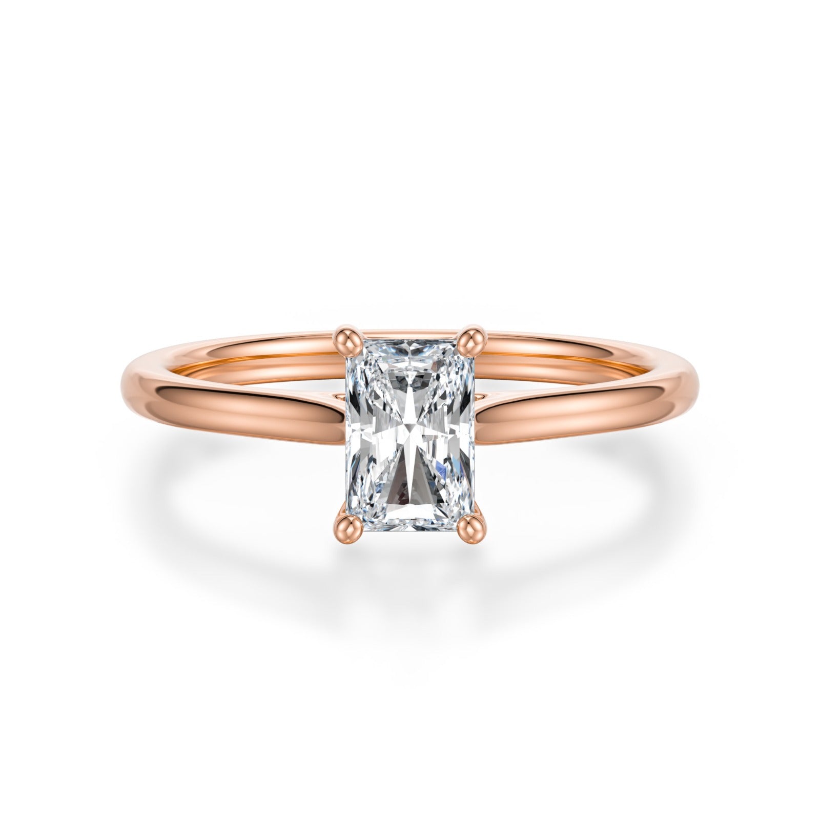 Radiant Solitaire Diamond ring in Rose Gold