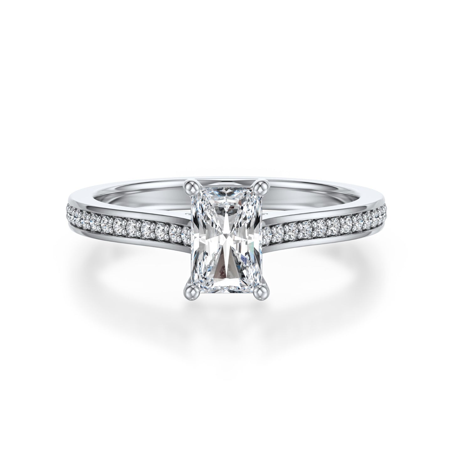 Radiant Pave Diamond ring in White Gold