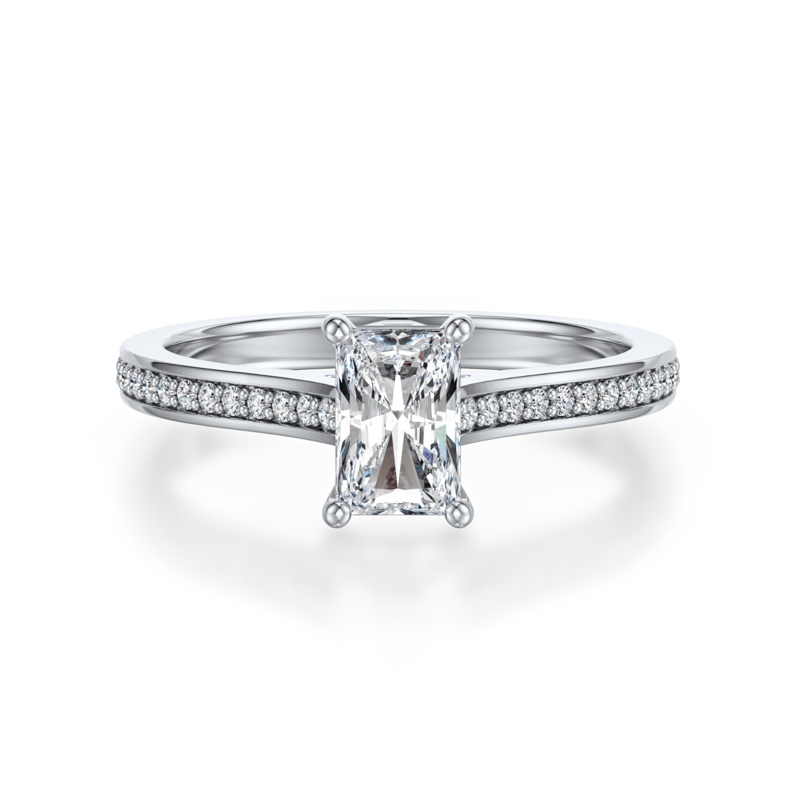 Radiant Pave Diamond ring in Platinum