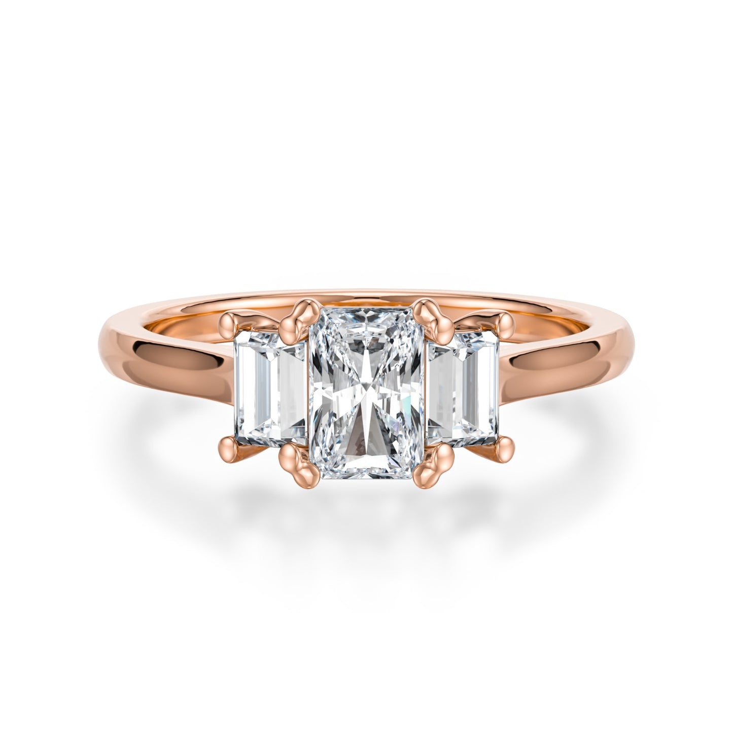 Radiant Trilogy Diamond ring in Rose Gold