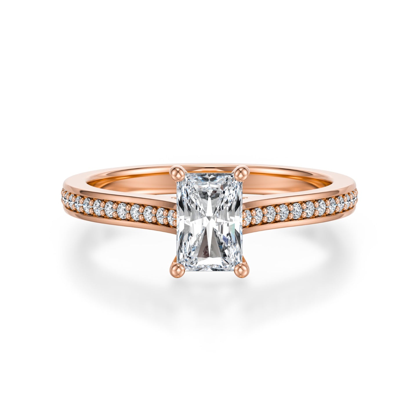 Radiant Pave Diamond ring in Rose Gold