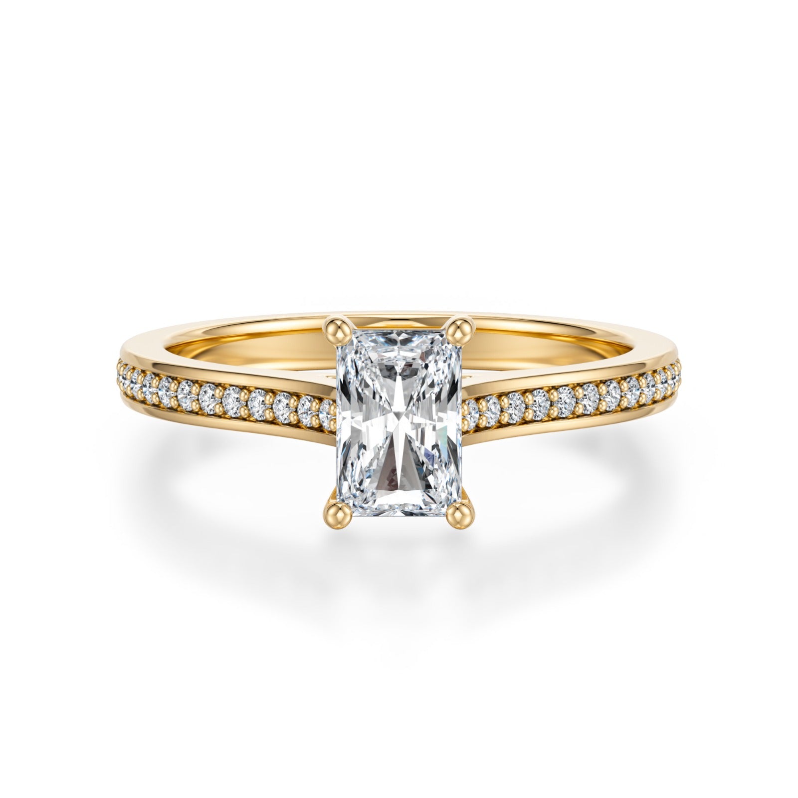 Radiant Pave Diamond ring in Gold