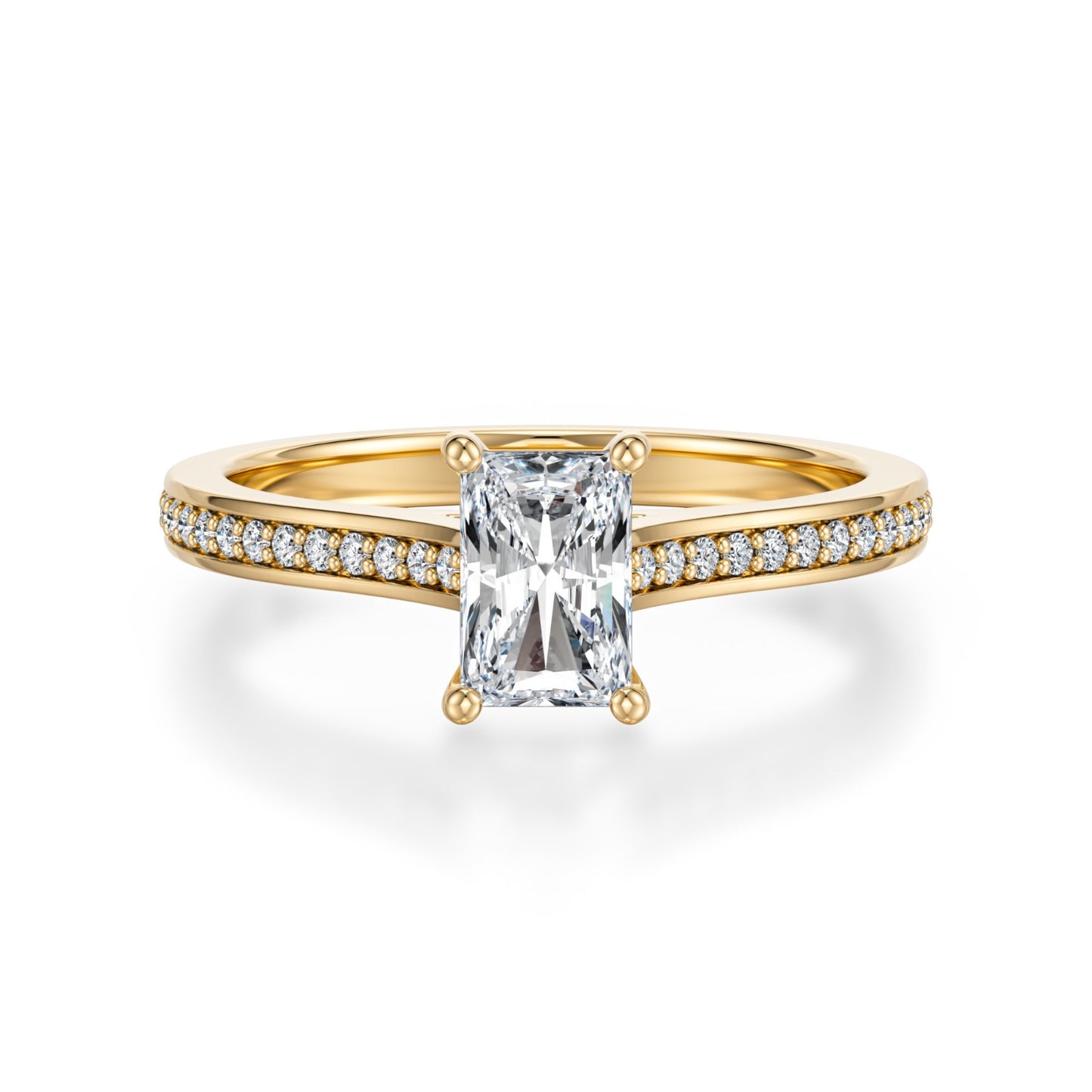 Radiant Pave Diamond ring in Gold