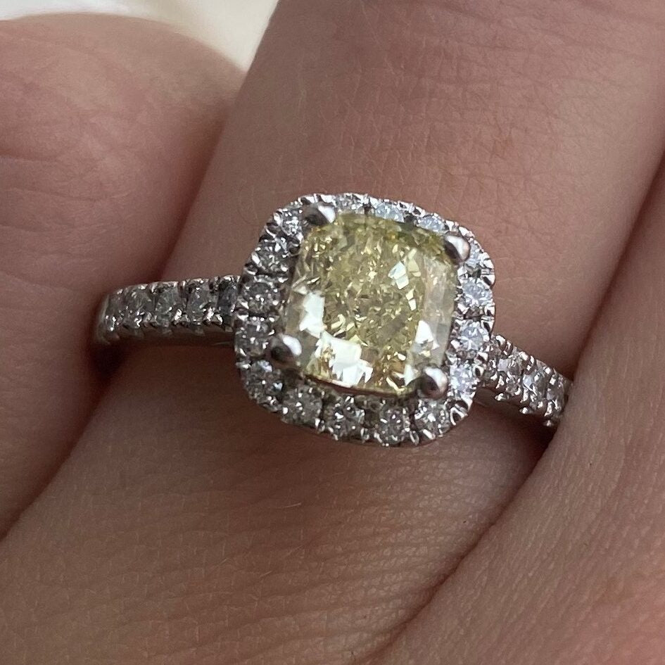 Fancy Yellow Diamond Halo Ring