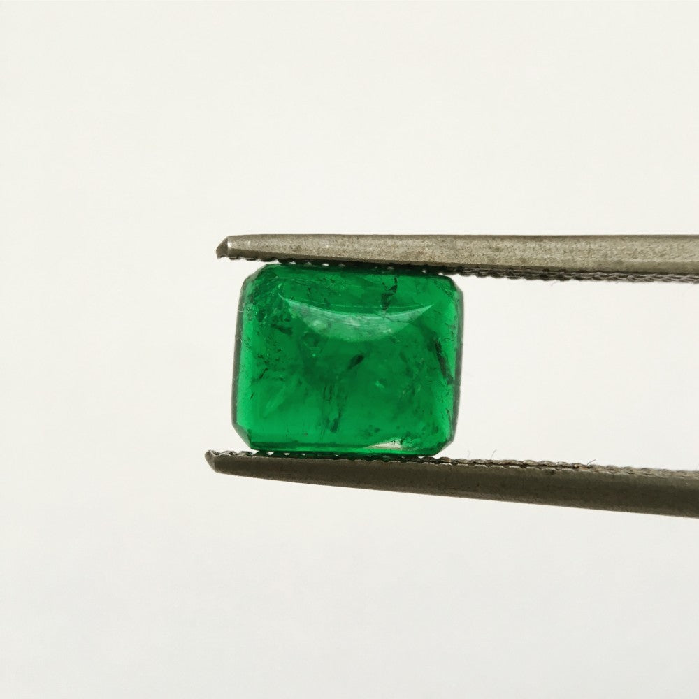Rare Green Emerald 1.82, Square Cabochon