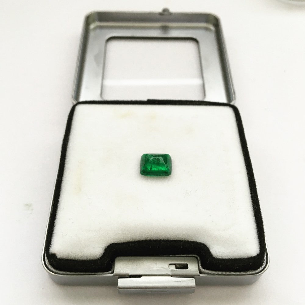 Rare Green Emerald 1.82, Square Cabochon