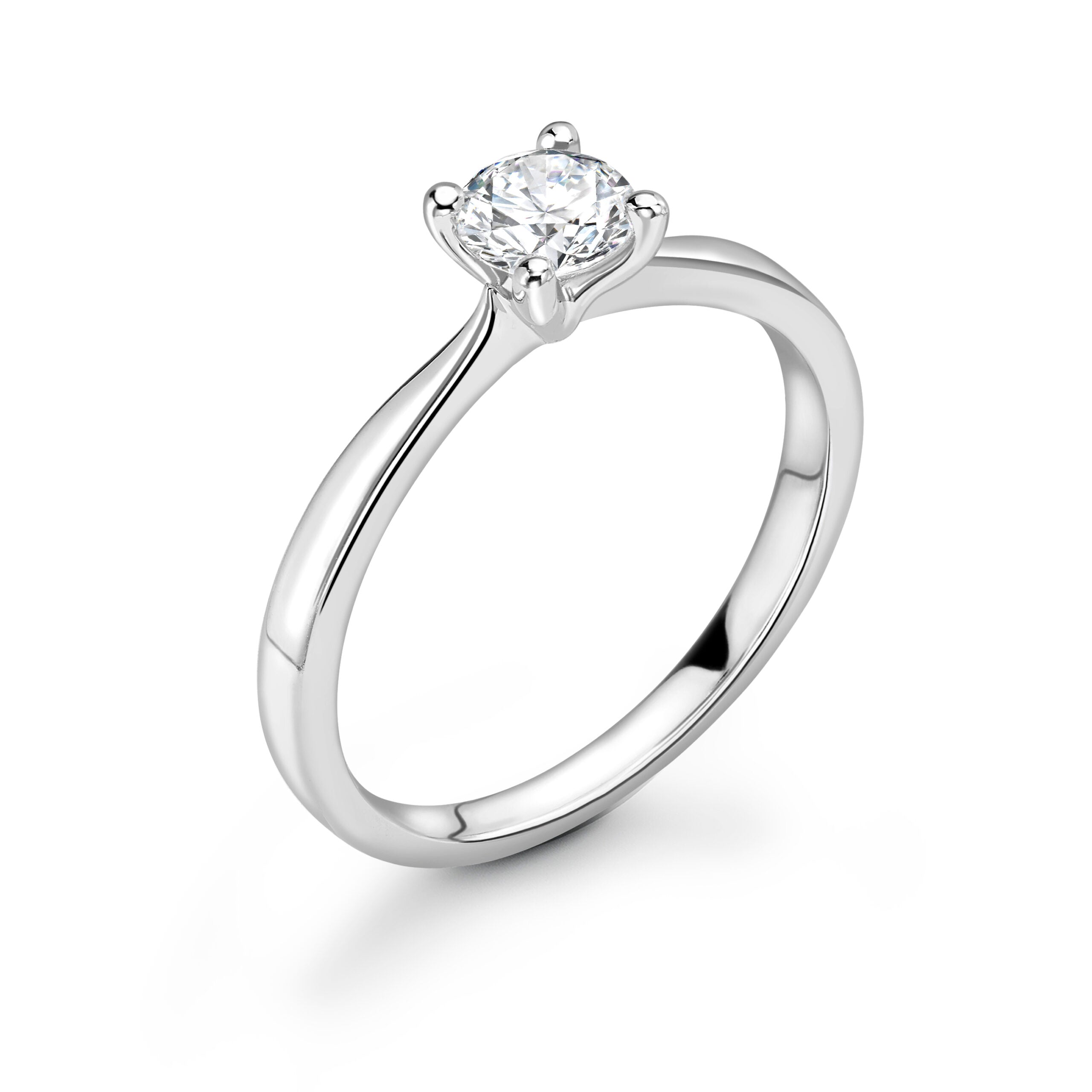 Round Solitaire Diamond ring in White Gold