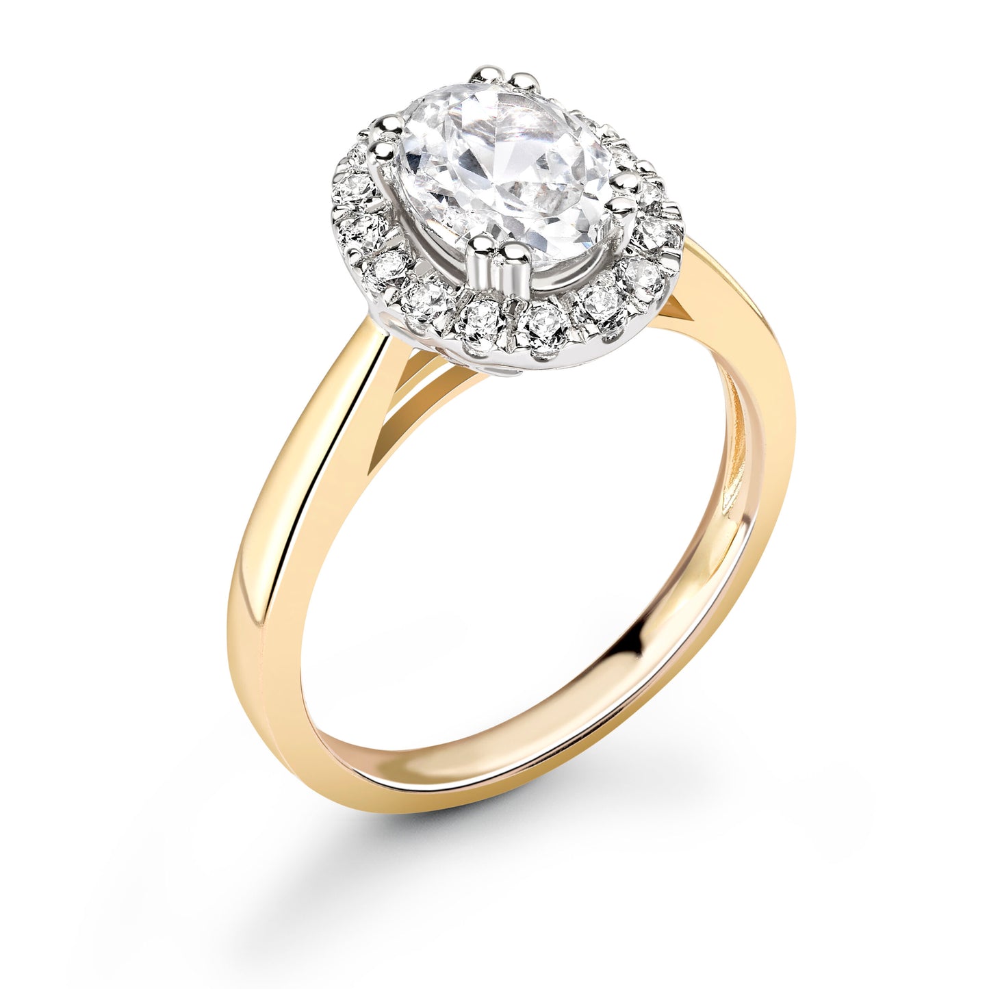 Oval Halo Diamond ring in Gold