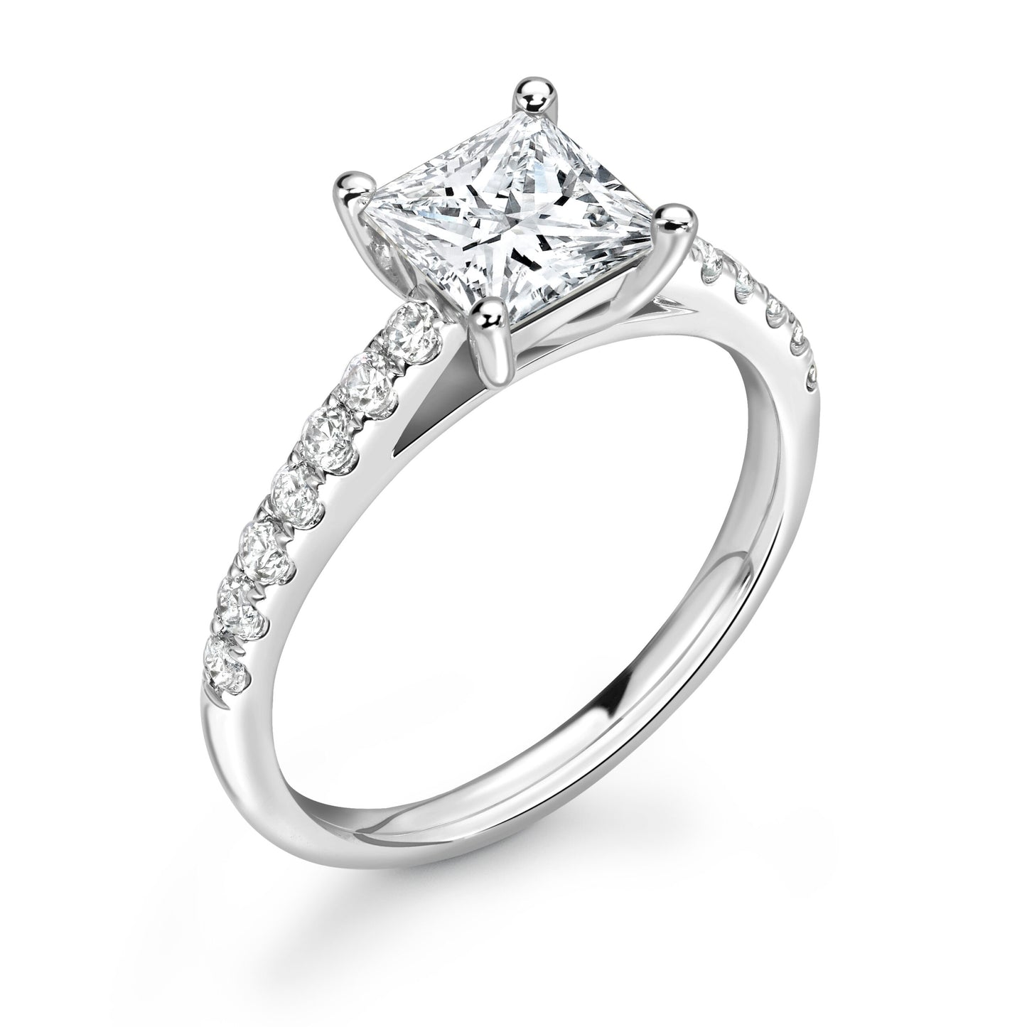 Princess Pave Diamond ring in White Gold