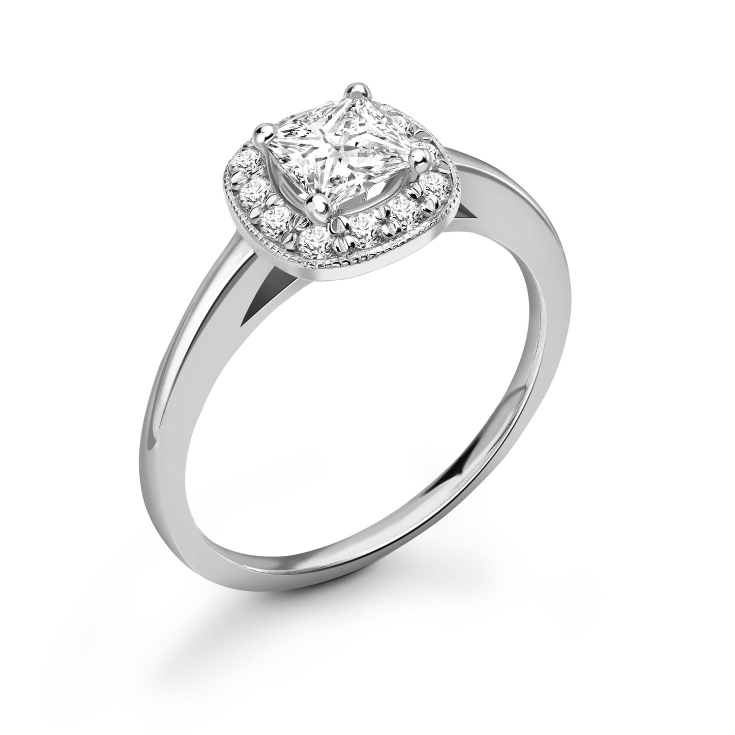 Cushion Halo Diamond ring in Platinum