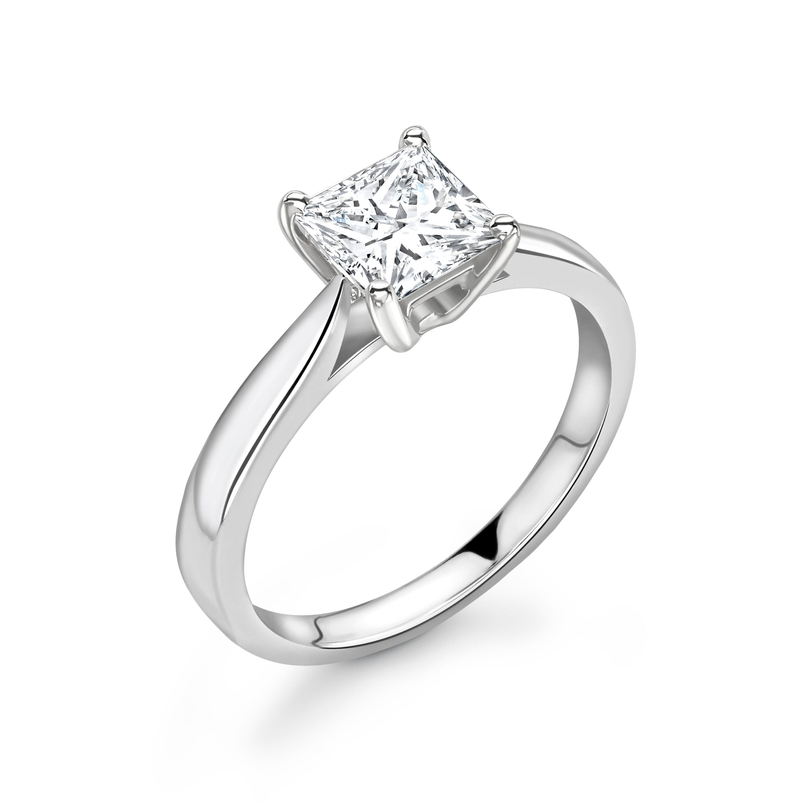 Princess Solitaire Diamond ring in White Gold