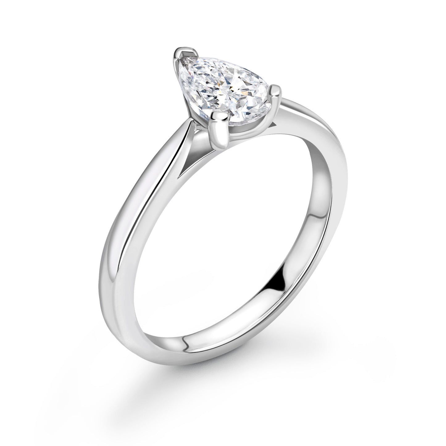 Pear Solitaire Diamond ring in White Gold