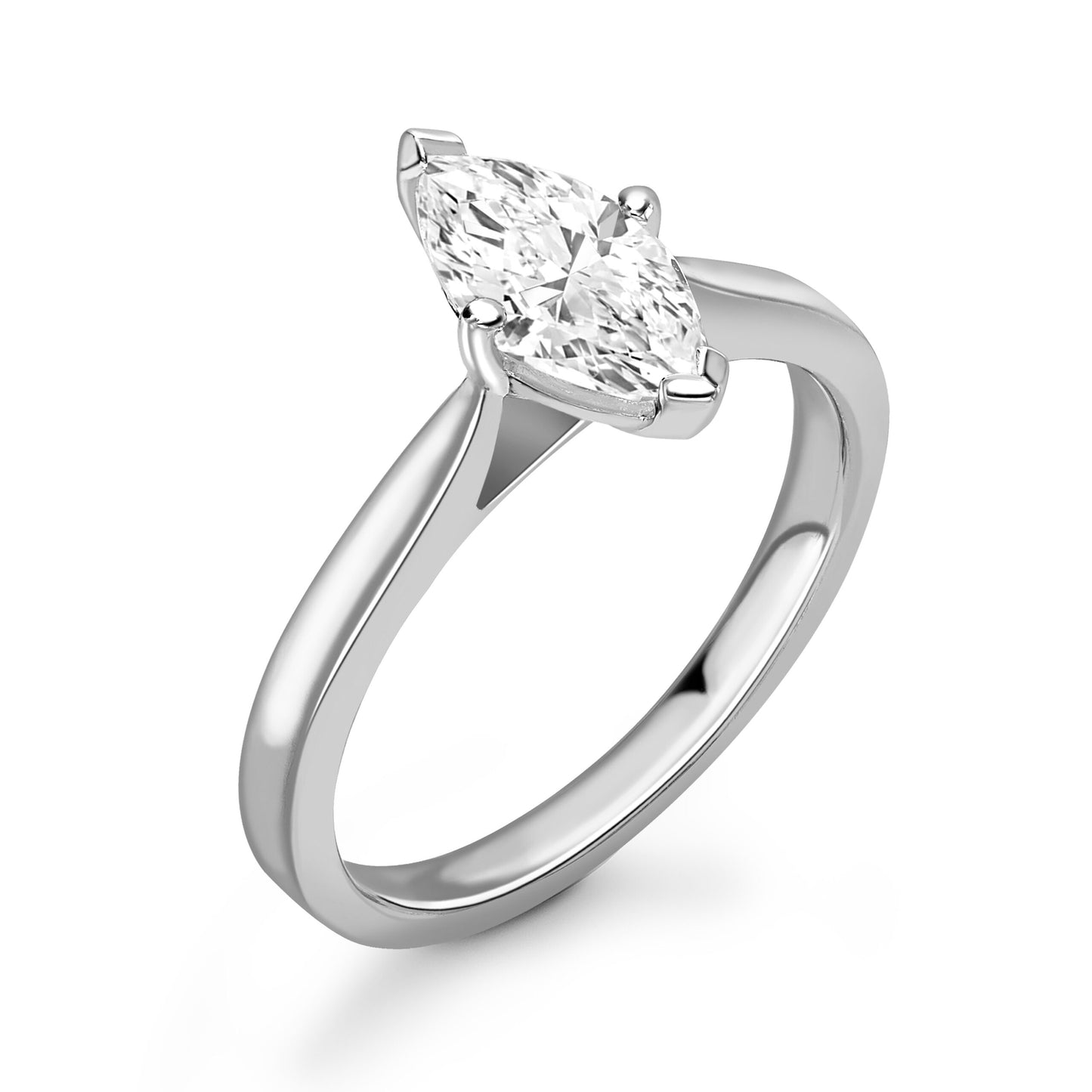 Marquise Solitaire Diamond ring in White Gold