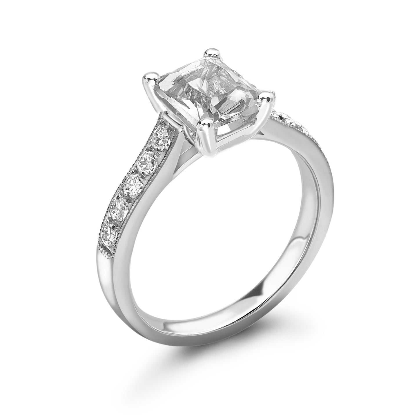 Cushion Pave Diamond ring in White Gold
