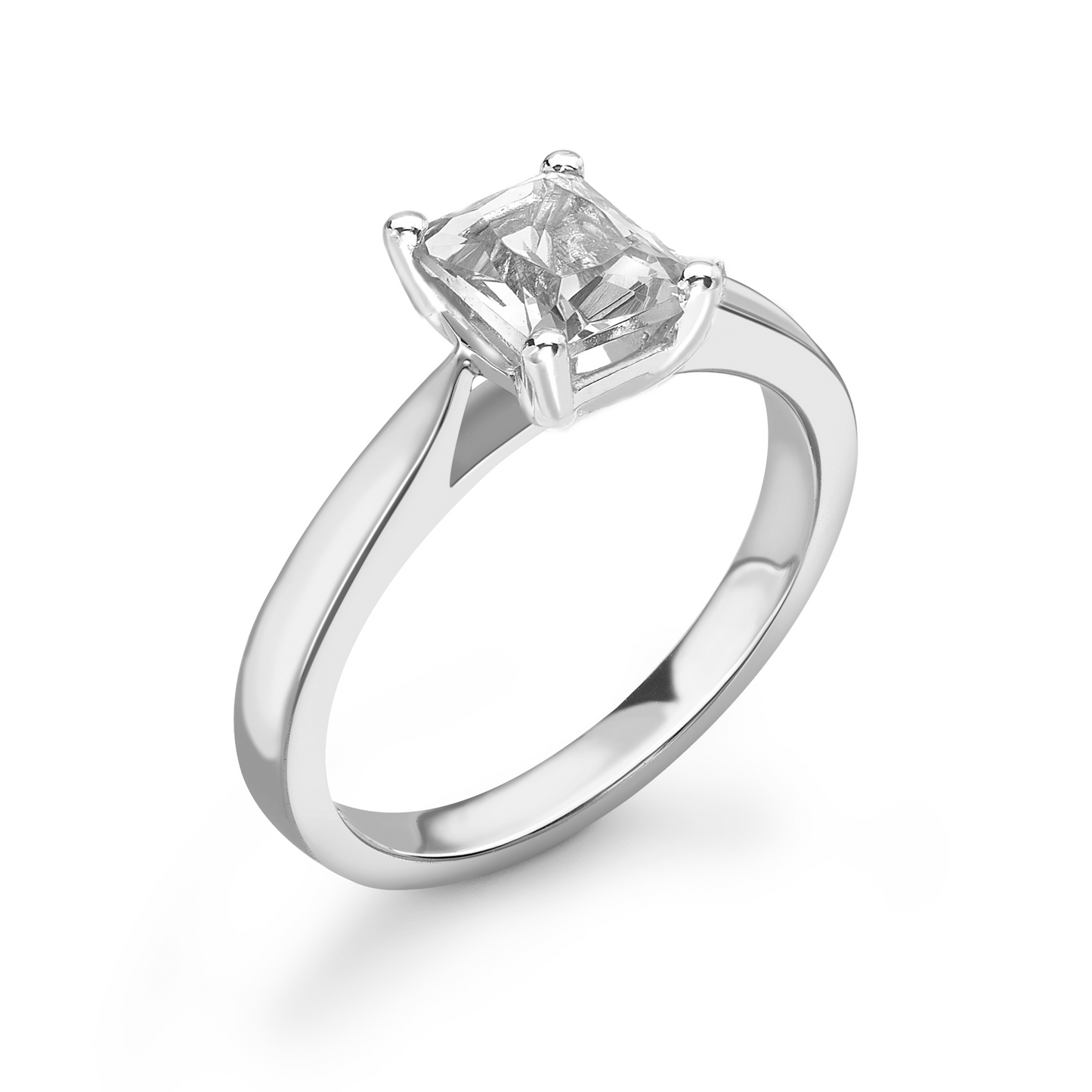 Cushion Solitaire Diamond ring in White Gold