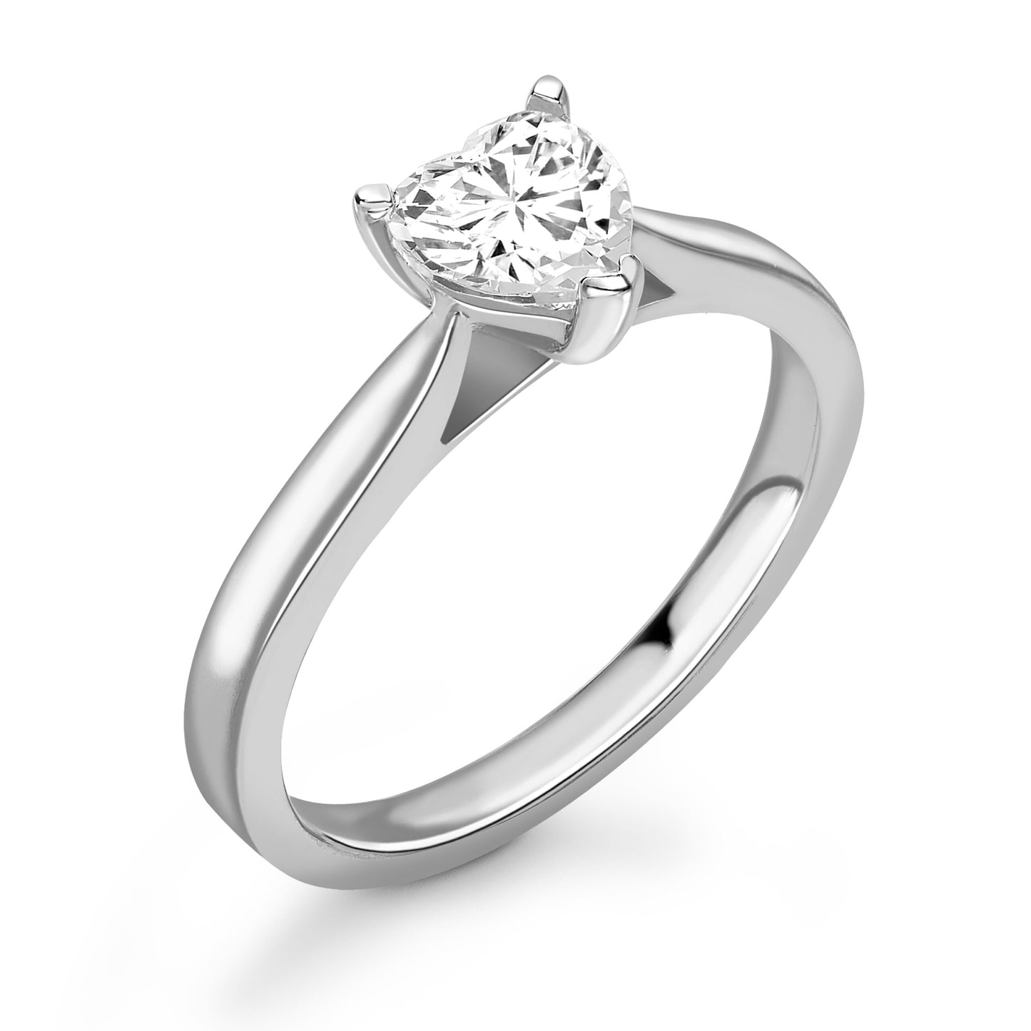 Heart Solitaire Diamond ring in White Gold