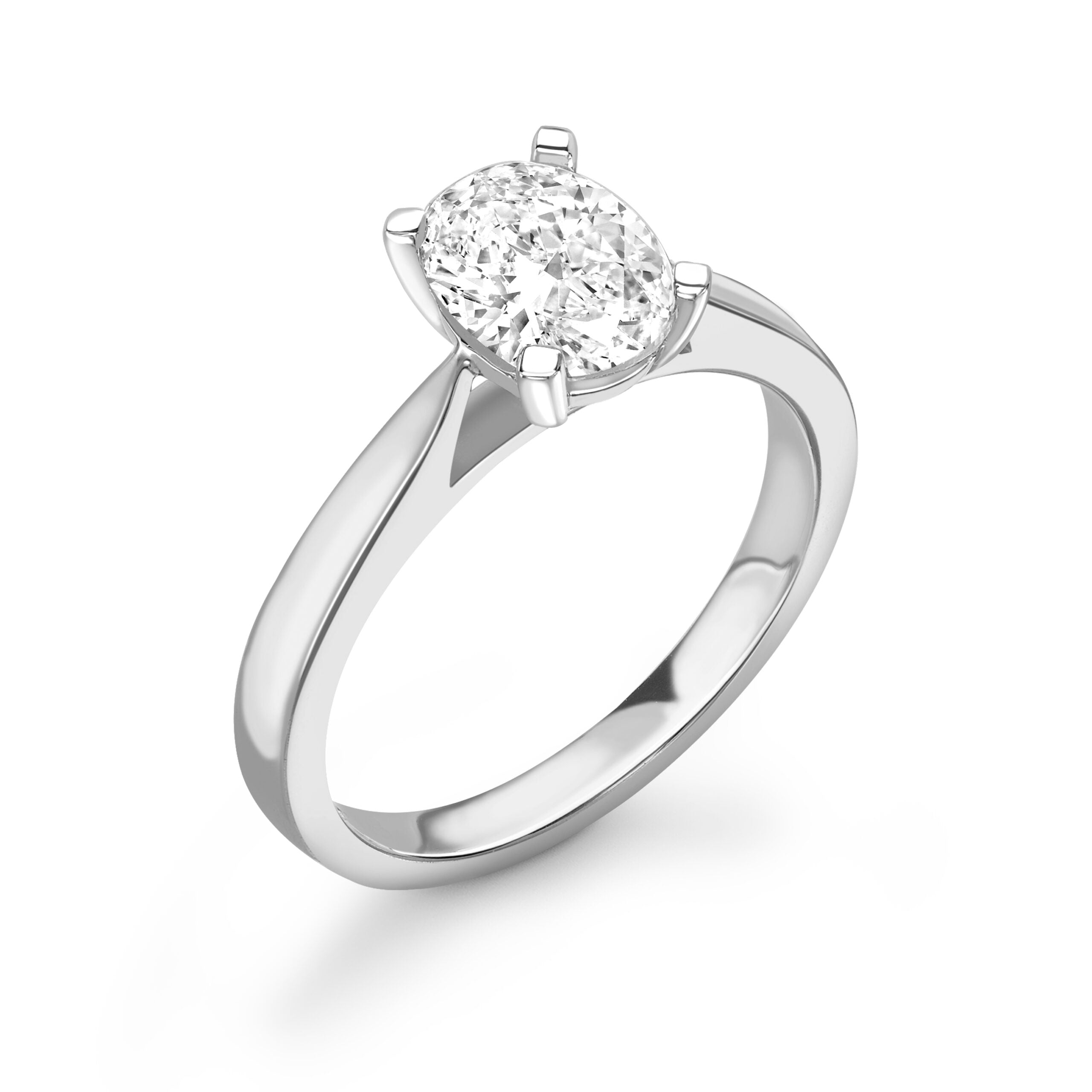 Oval Solitaire Diamond ring in White Gold