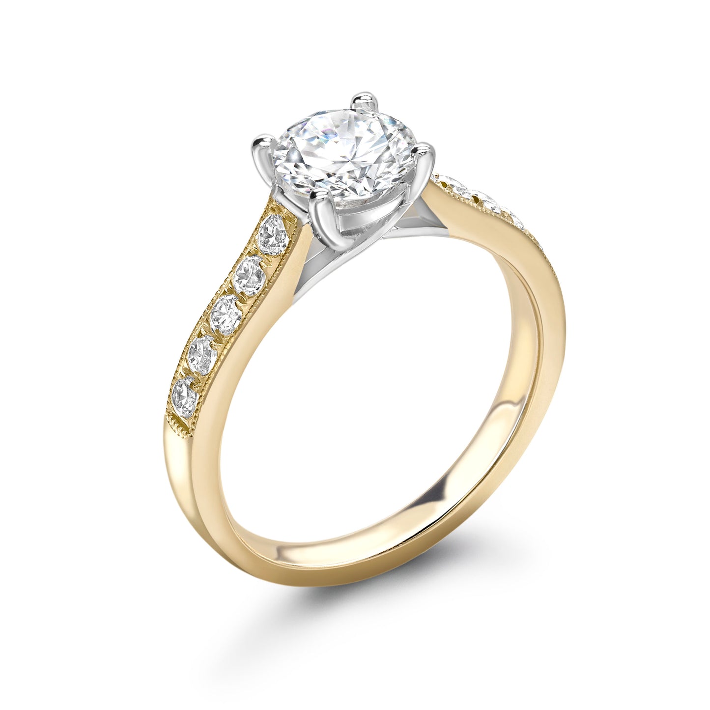 Round Pave Diamond ring in Gold