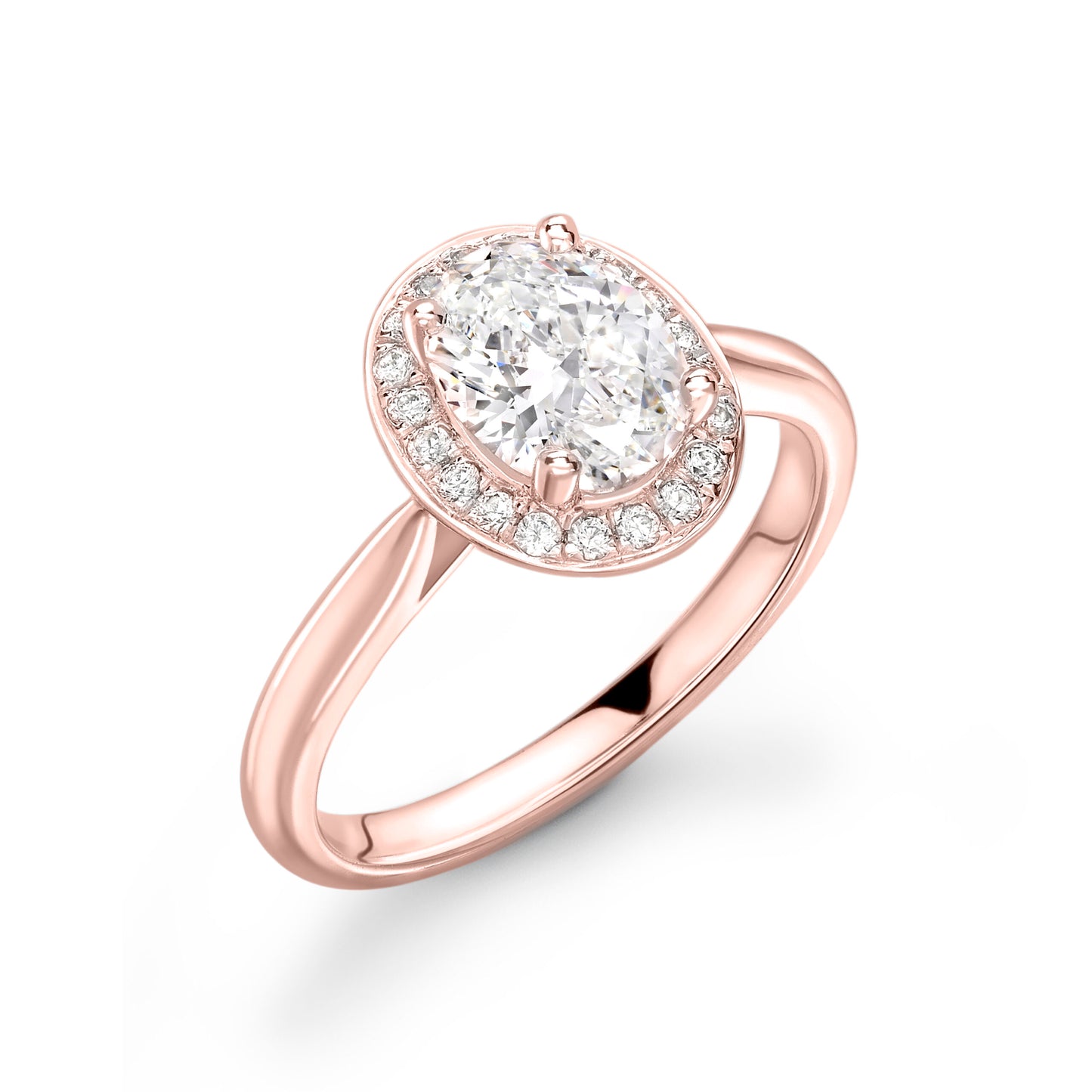 Oval Halo Diamond ring in Rose Gold
