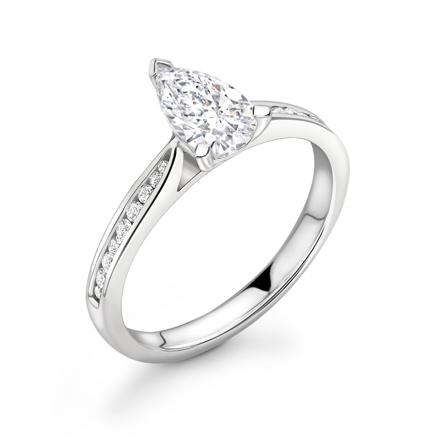 Pear Pave Diamond ring in White Gold