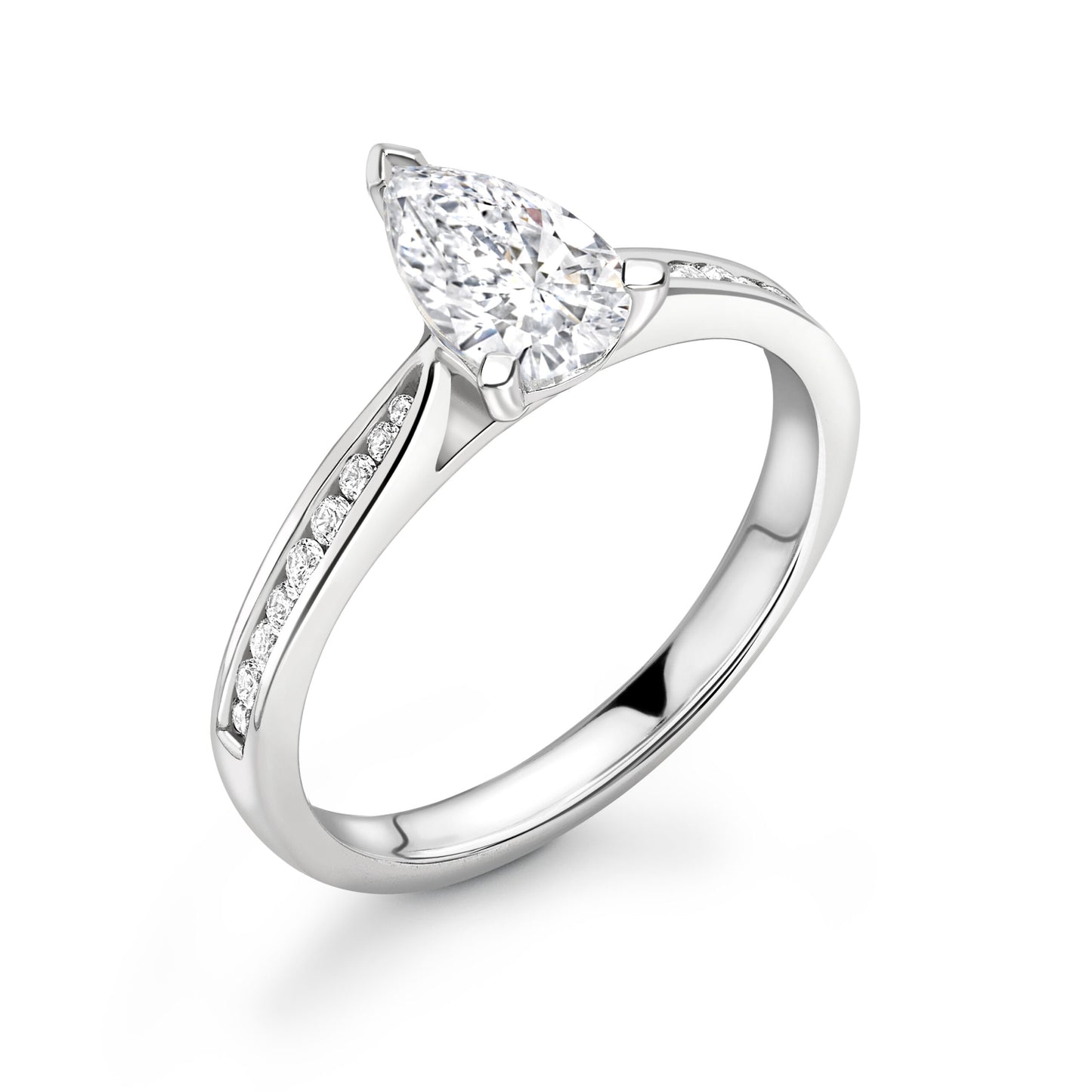 Pear Pave Diamond ring in Platinum