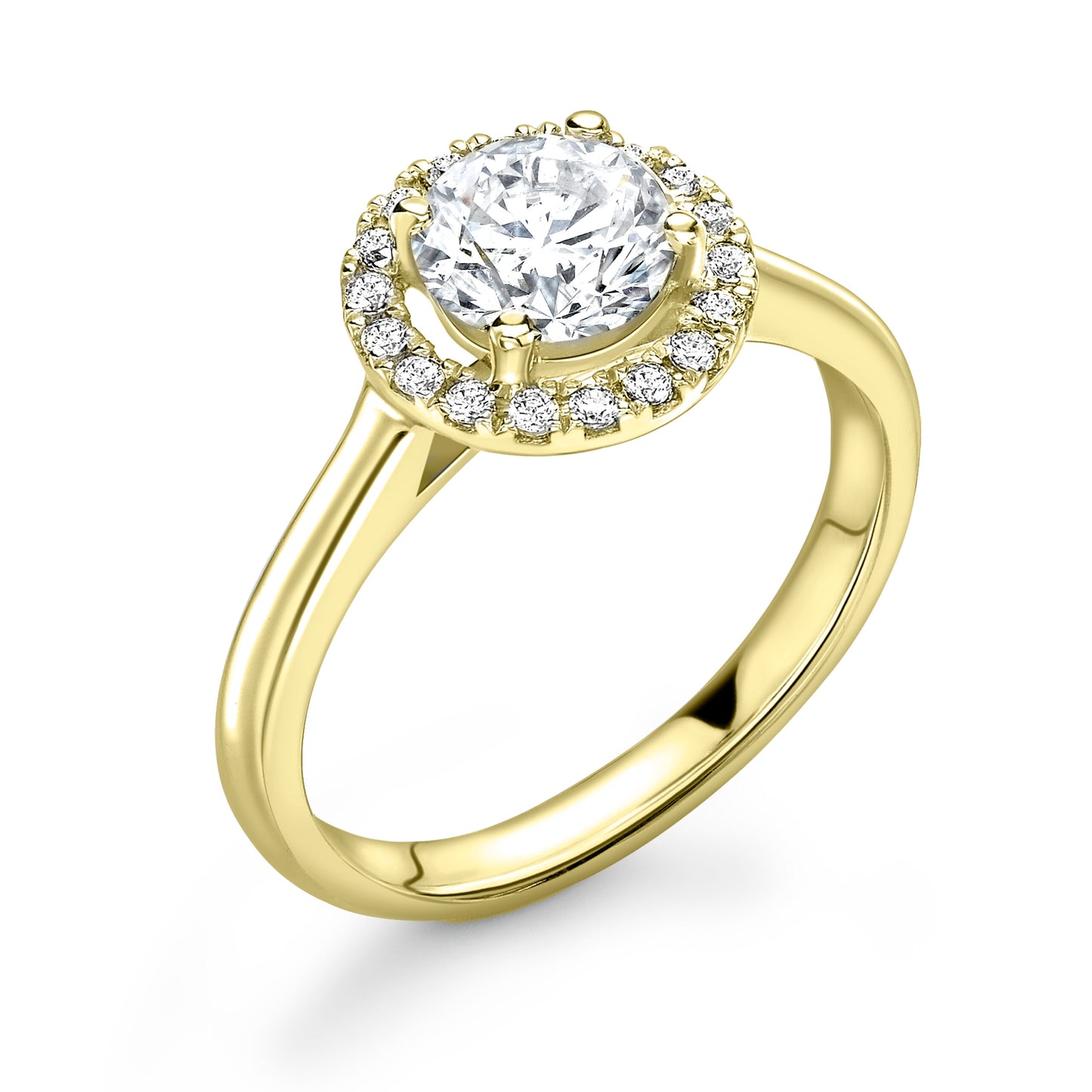 Round Halo Diamond ring in Gold