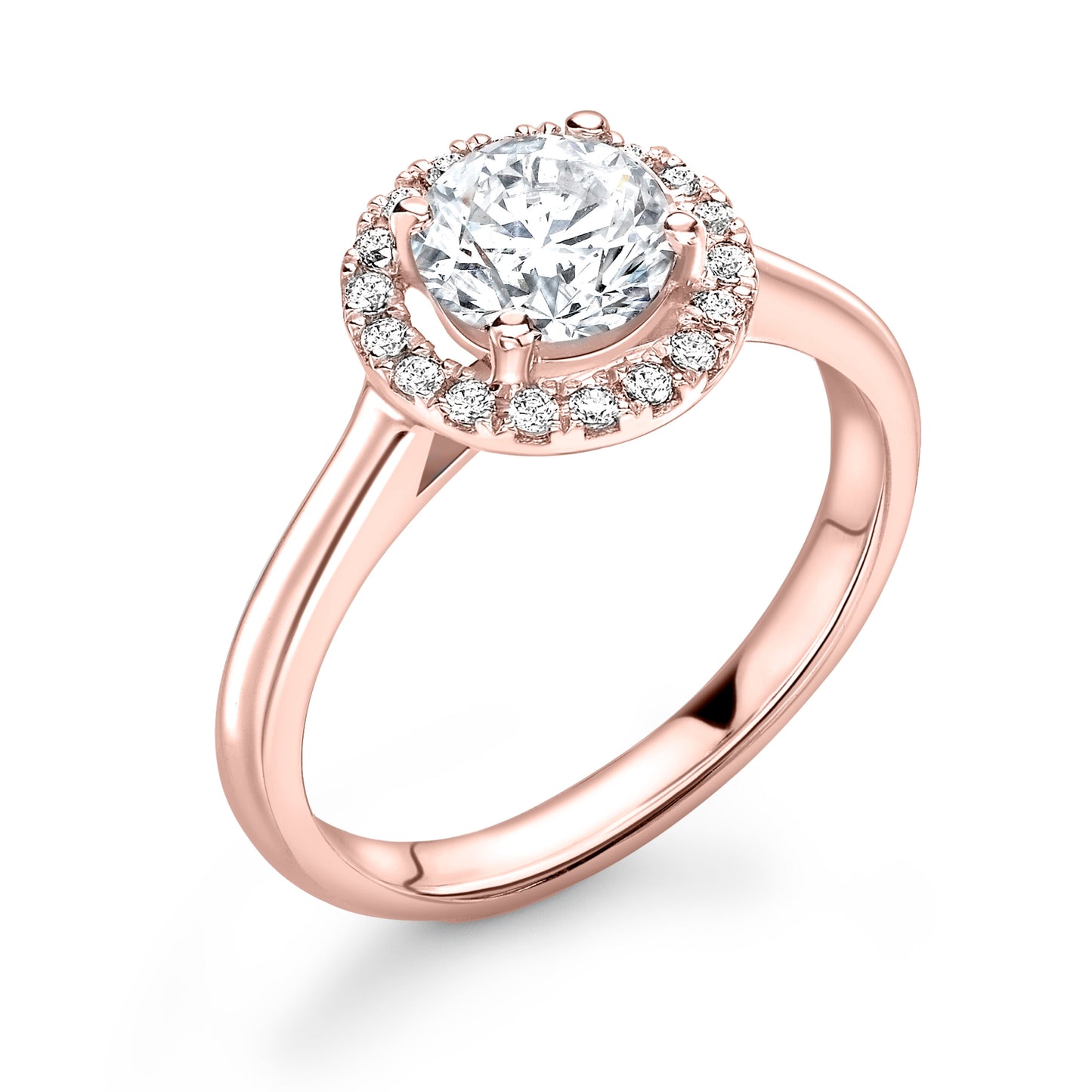 Round Halo Diamond ring in Rose Gold