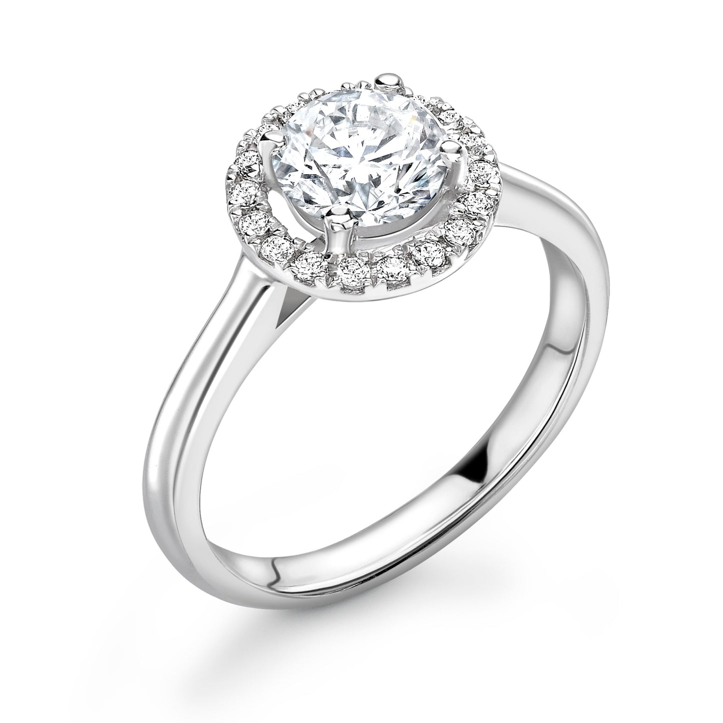 Round Halo Diamond ring in Platinum