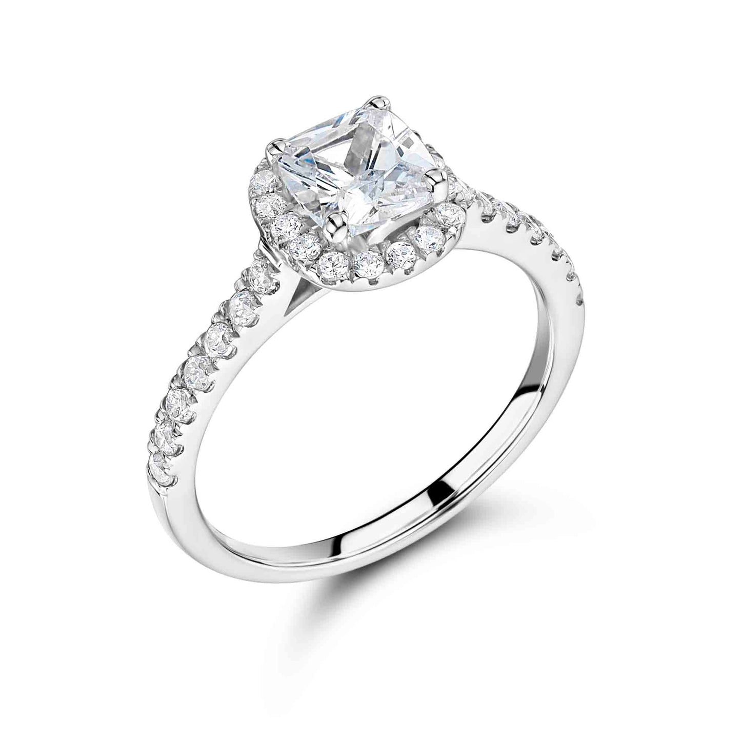 Cushion Halo Diamond ring in White Gold