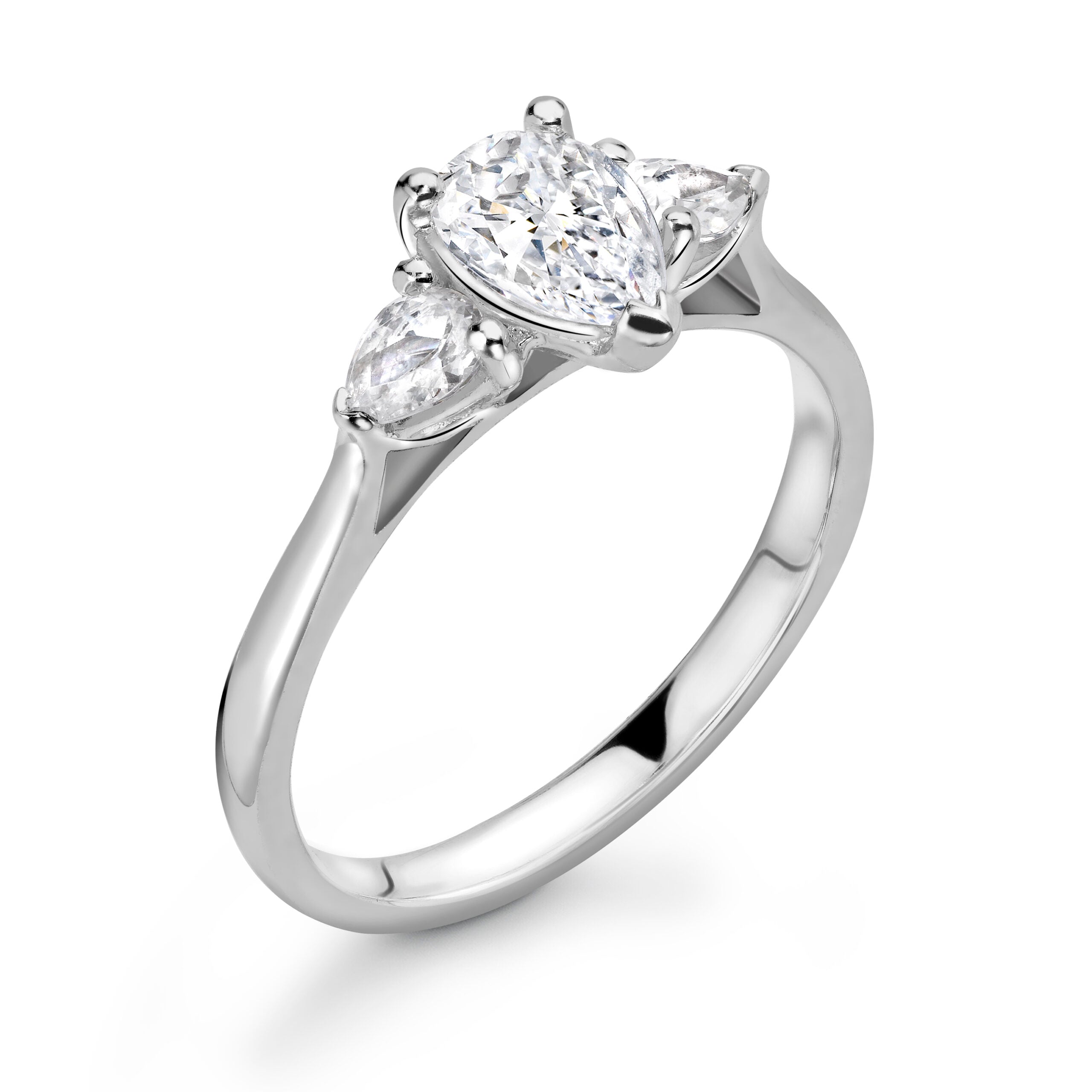 Pear Trilogy Diamond ring in White Gold