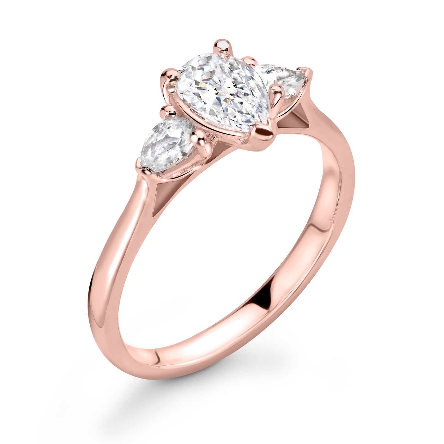 Pear Trilogy Diamond ring in Rose Gold
