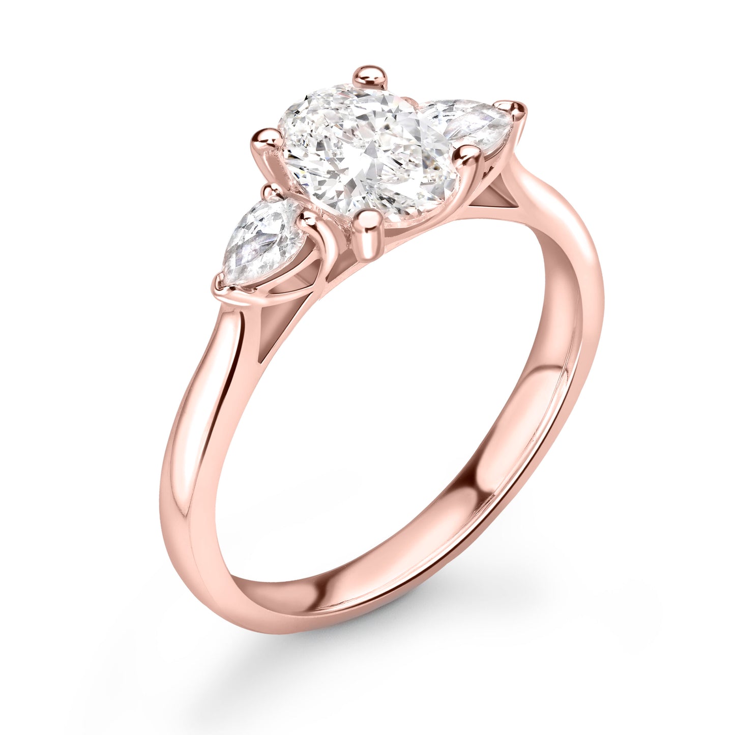 Oval Trilogy Diamond ring in Rose Gold