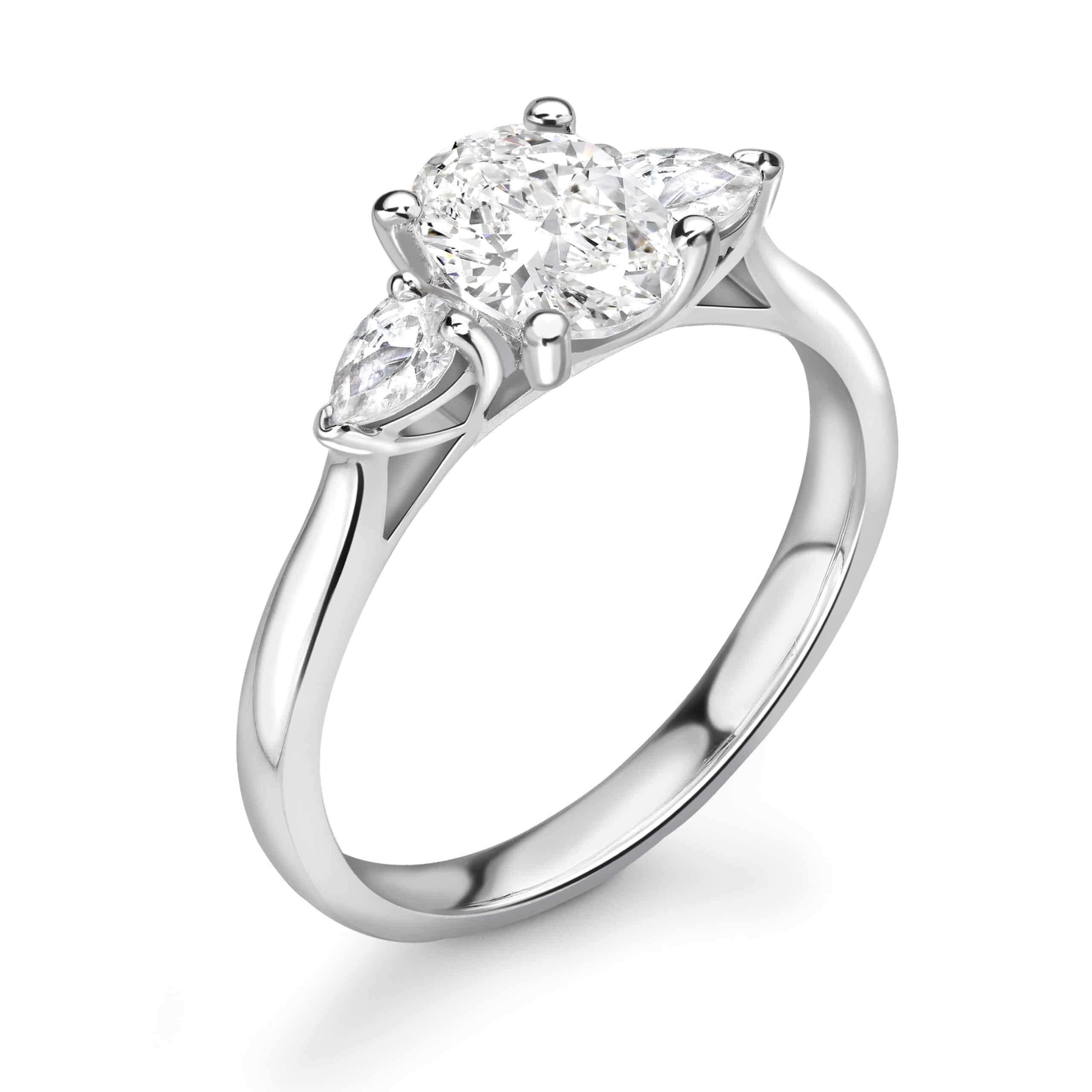 Oval Trilogy Diamond ring in Platinum