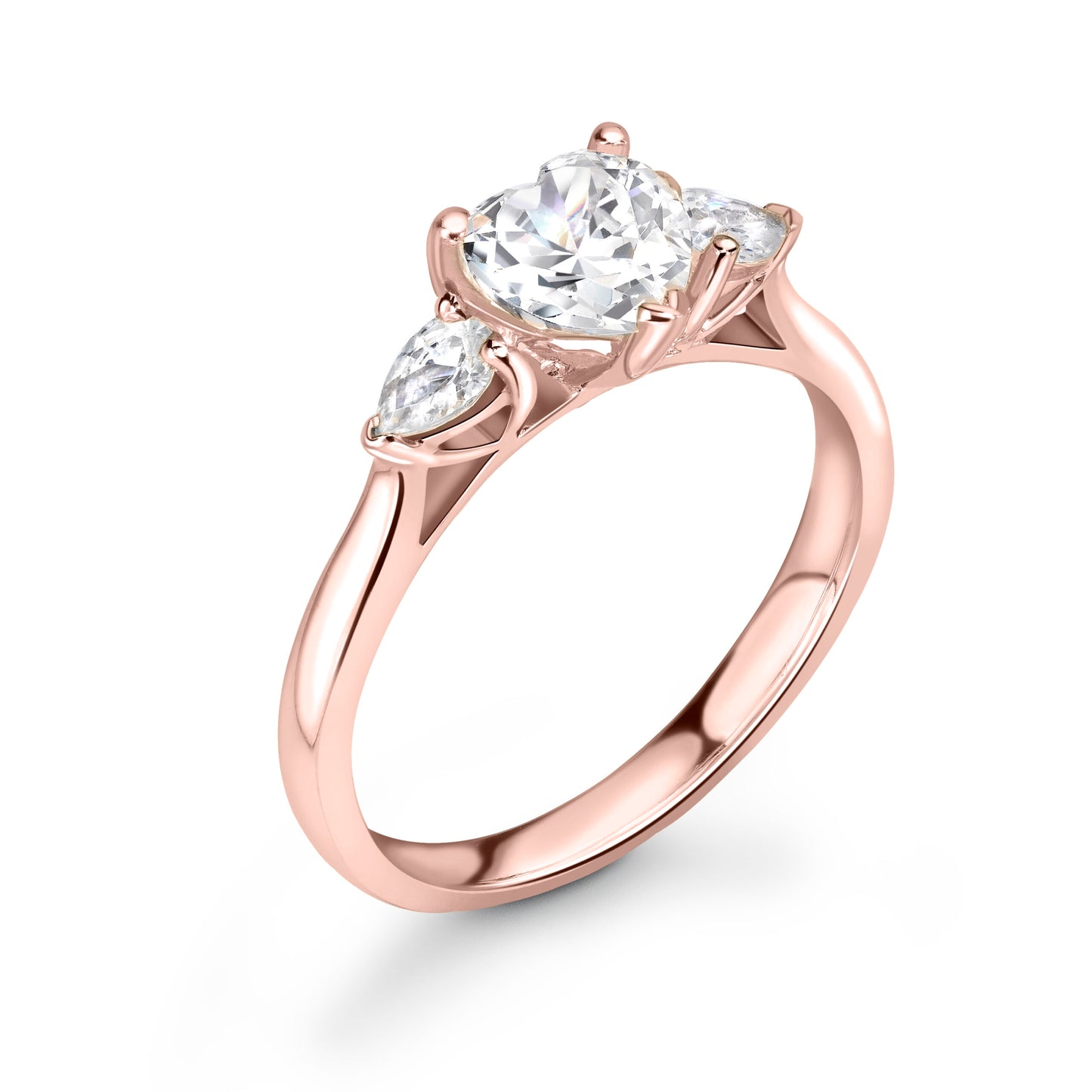 Heart Trilogy Diamond ring in Rose Gold