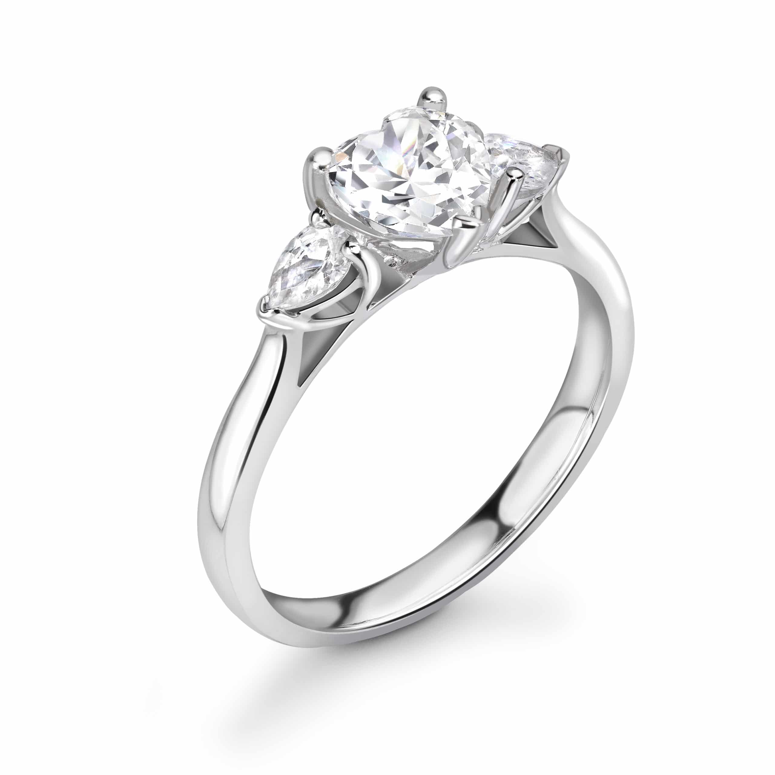 Heart Trilogy Diamond ring in Platinum