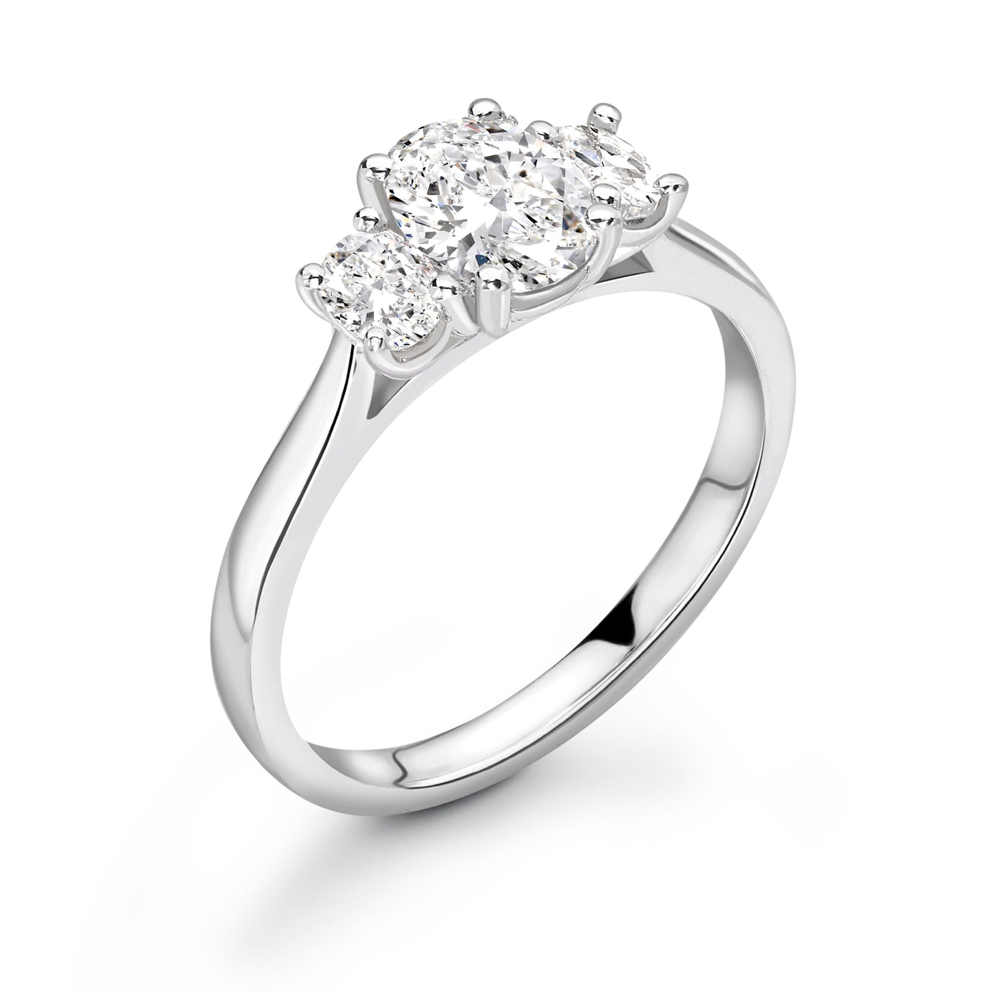 Oval Trilogy Diamond ring in White Gold