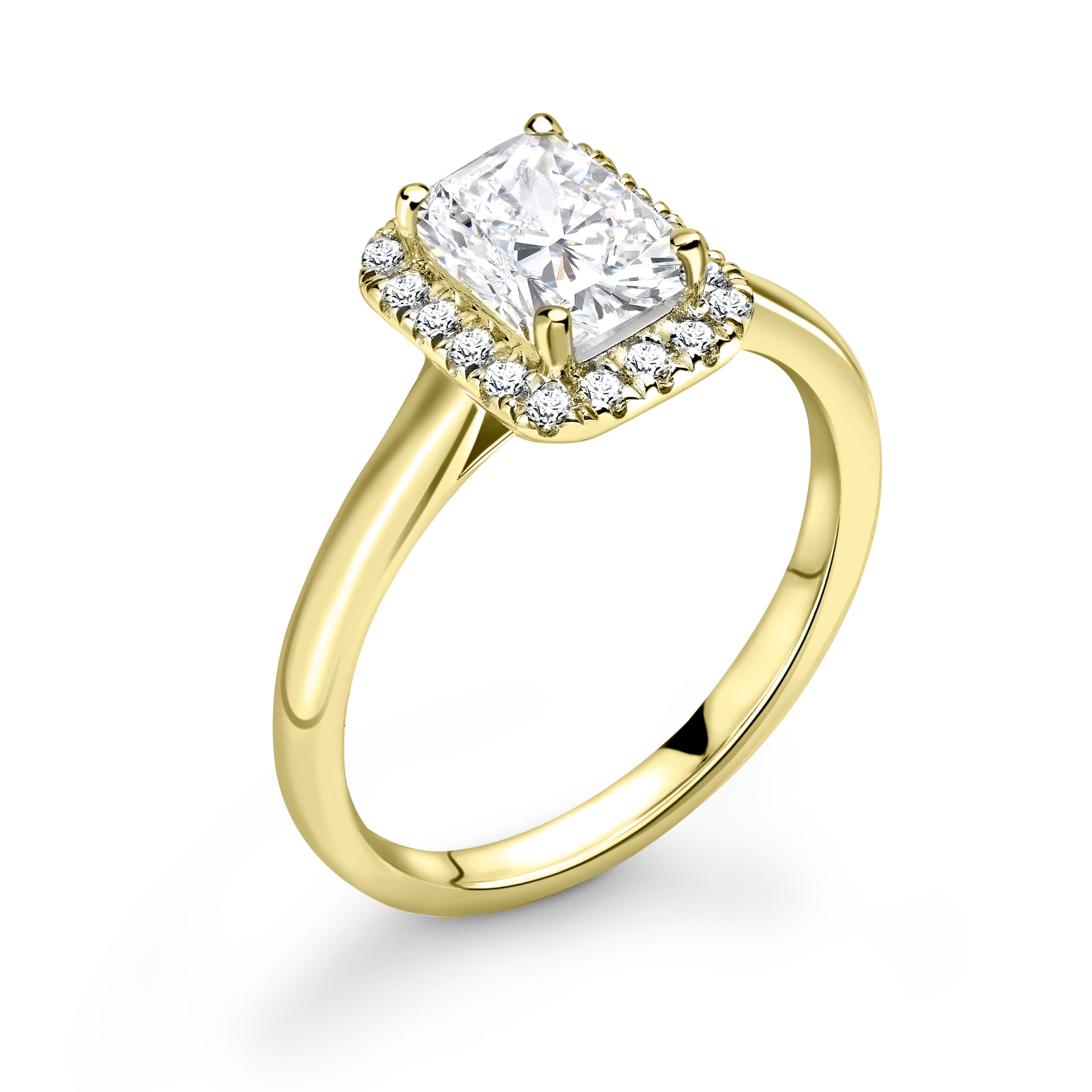 Emerald Halo Diamond ring in Gold