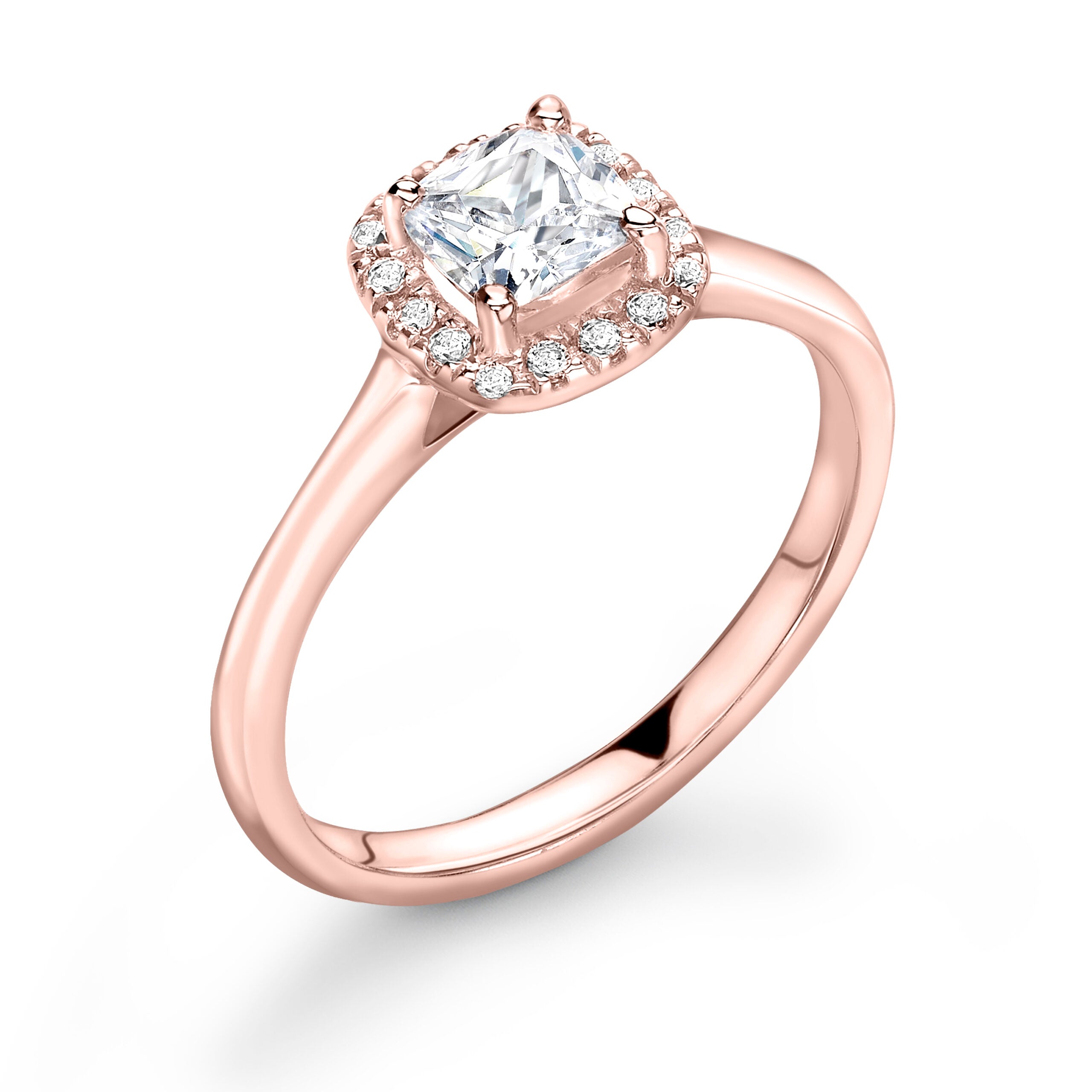 Cushion Halo Diamond ring in Rose Gold