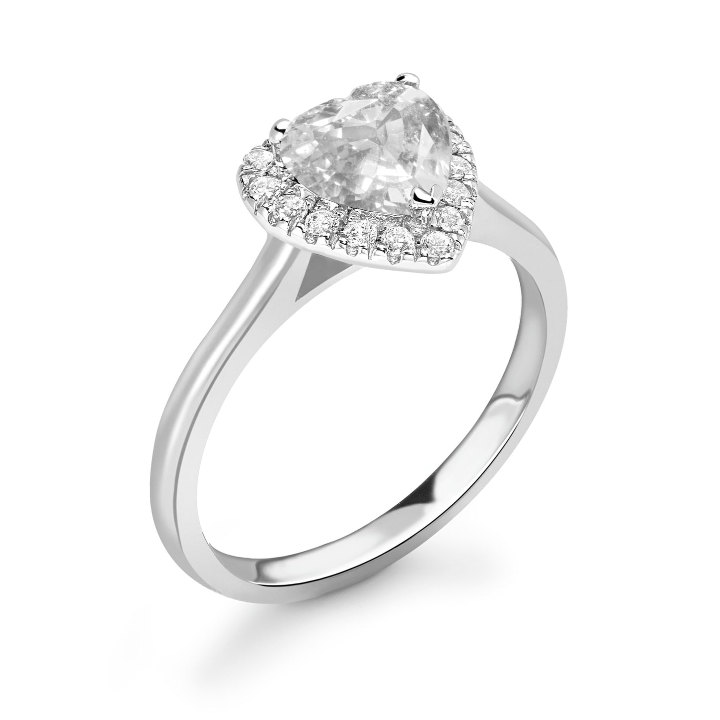 Heart Halo Diamond ring in White Gold