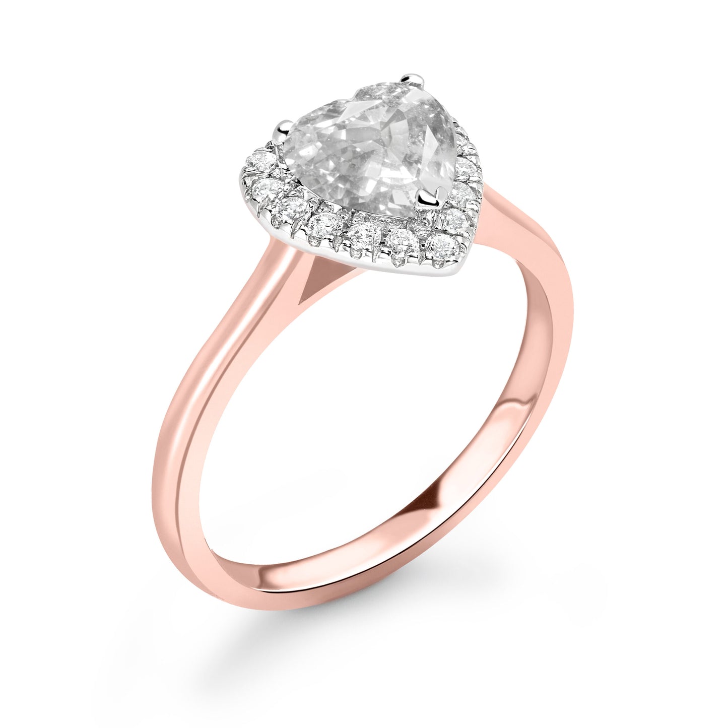 Heart Halo Diamond ring in Rose Gold