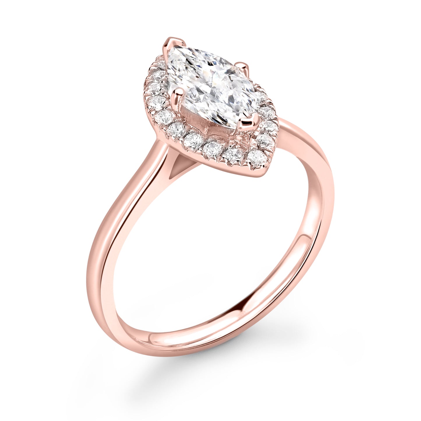 Marquise Halo Diamond ring in Rose Gold